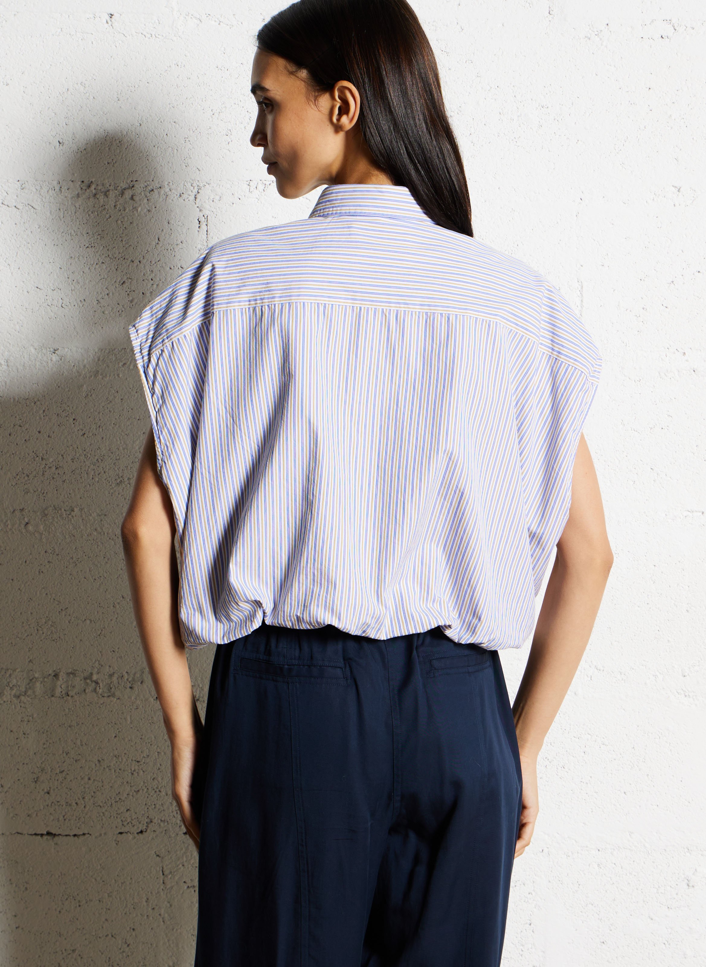 Short striped sleeveless shirt BELLEROSE White