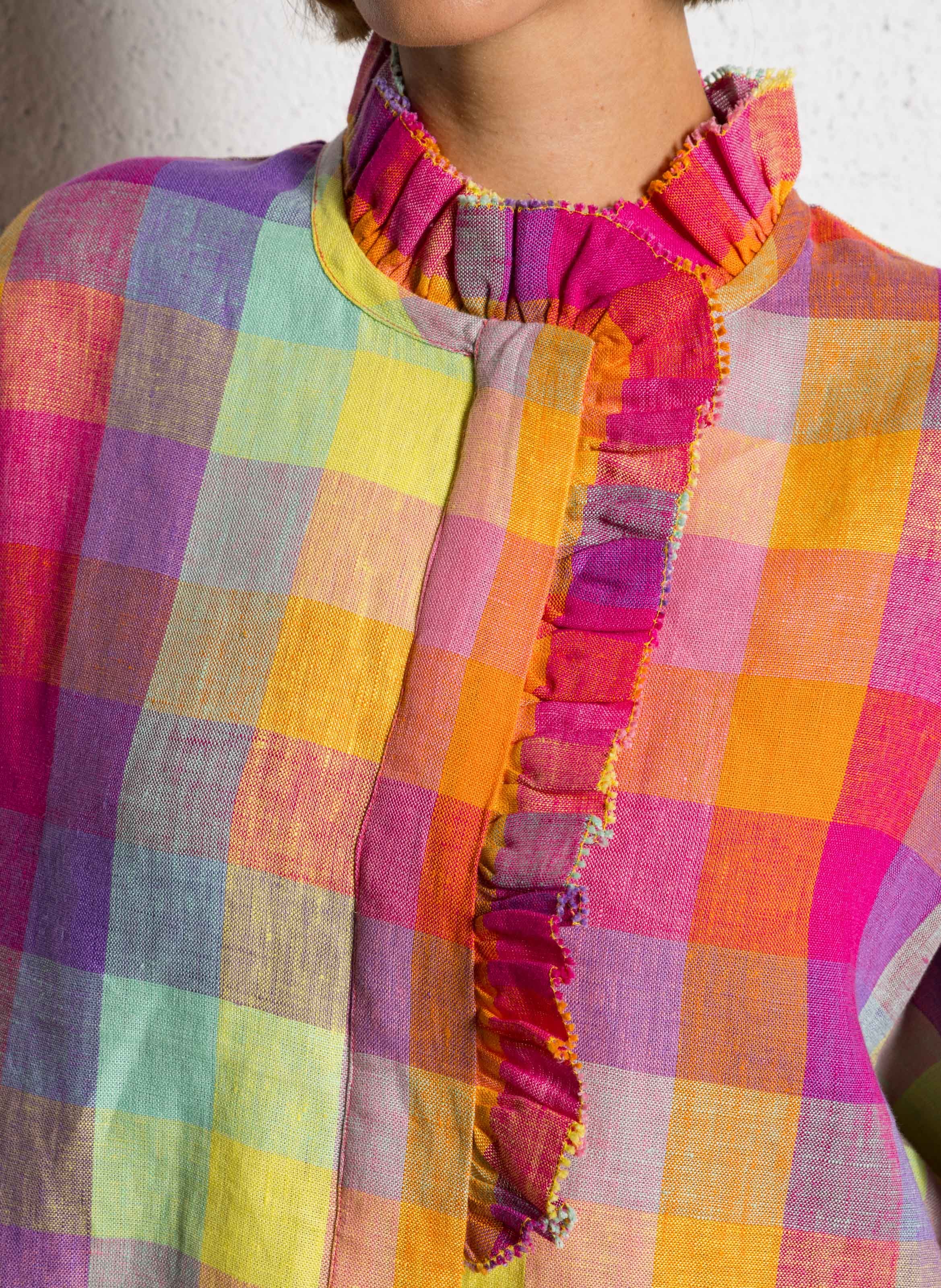 High-neck linen shirt AUTRE AURA Multicolored