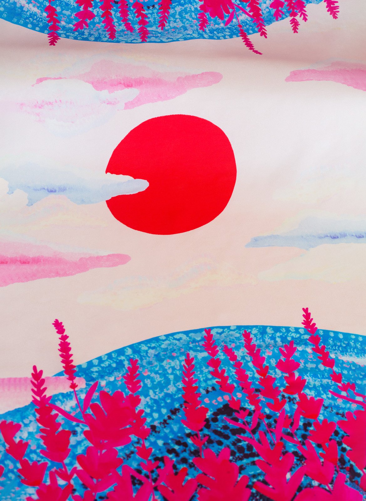 Aclaudie screen-printed silk scarf PETITJEAN PARIS Blue