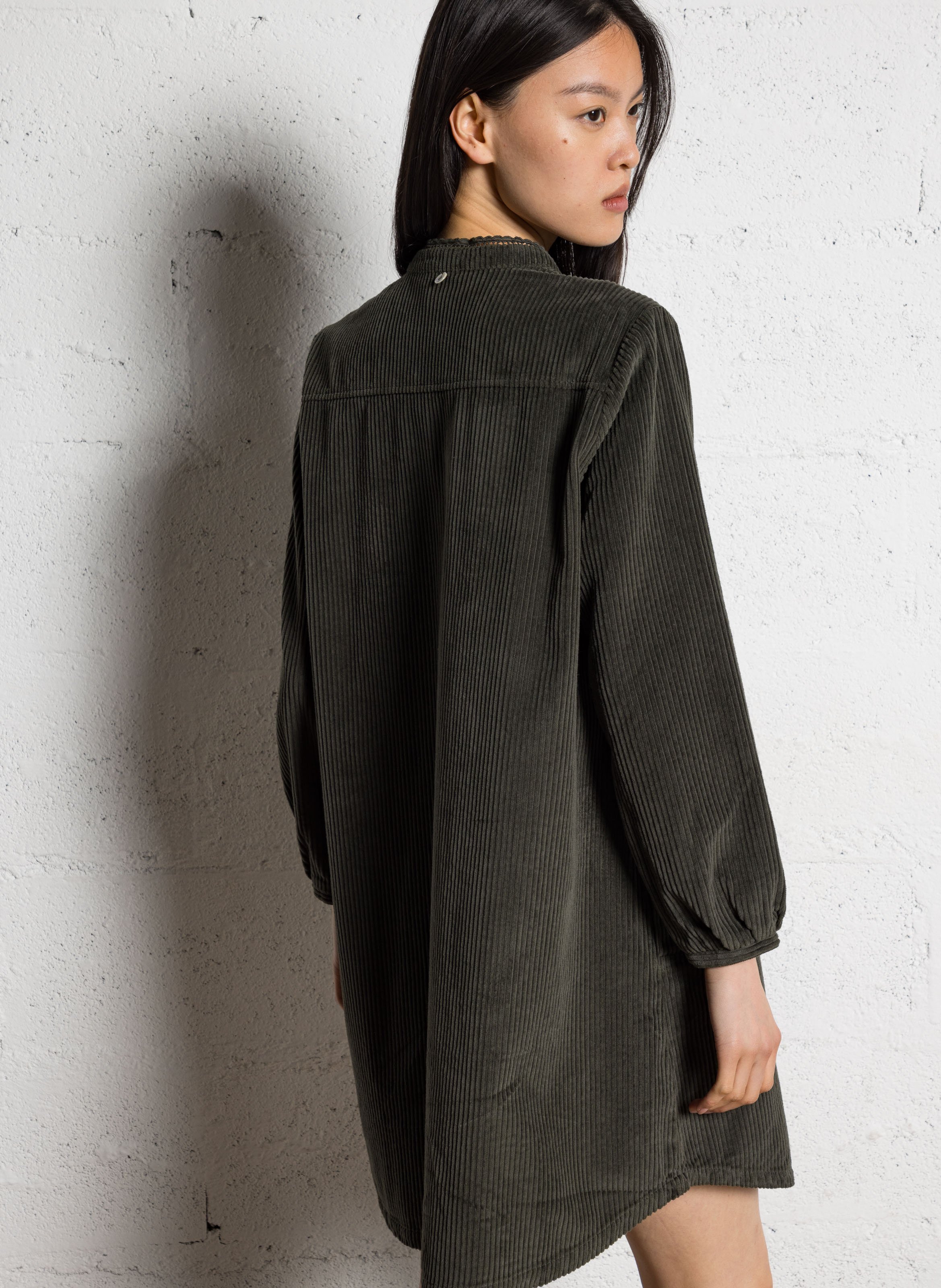 Robe courte en coton côtelé ONE STEP Vert