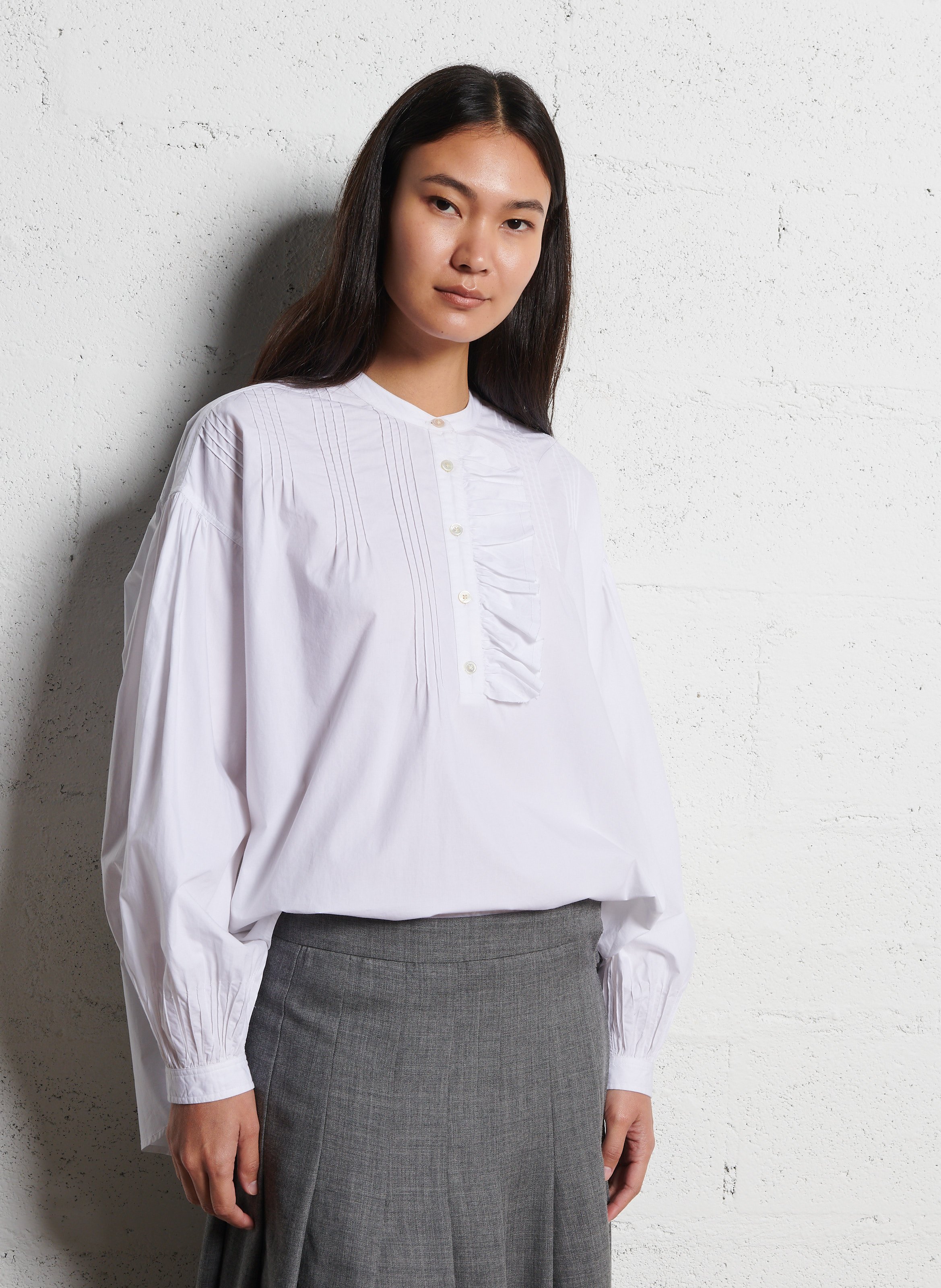 Loose-fit cotton blouse LAURENCE BRAS White