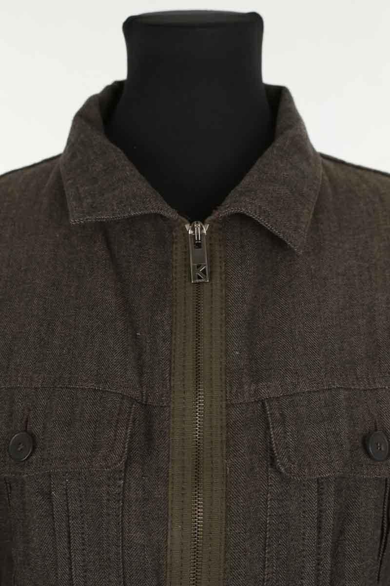 Dual material cardigan KENZO - SECONDE MAIN Brown