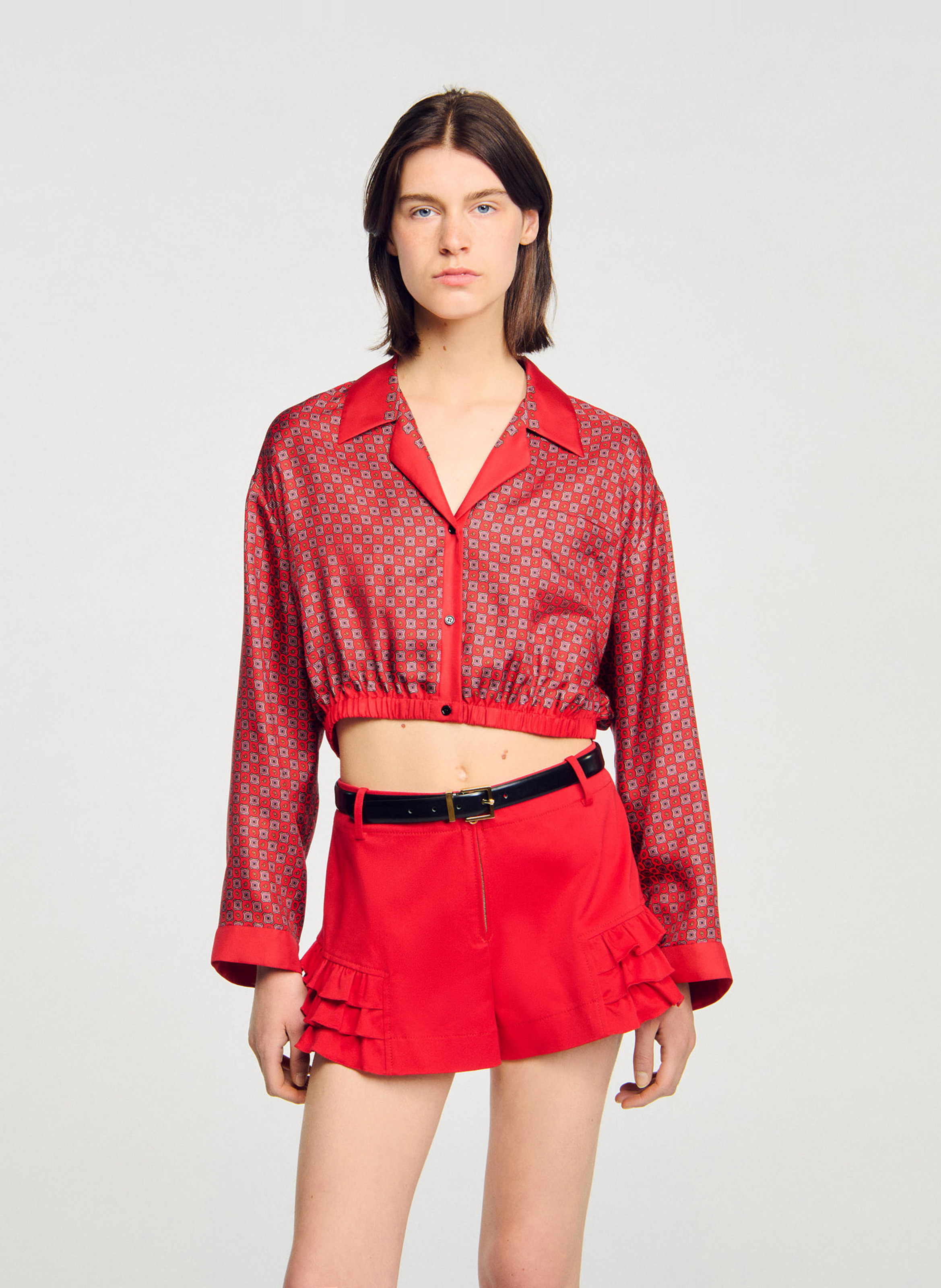 Rechte blouse met print RoodSANDRO