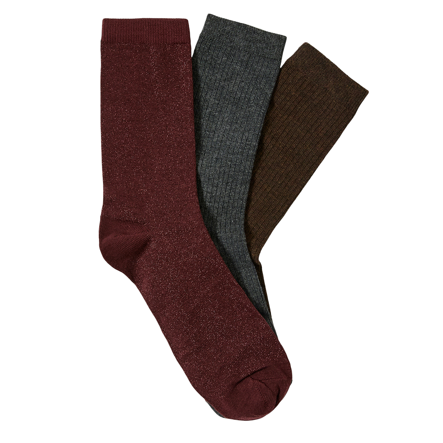 Pack mit 3 Bio-Baumwollsocken SELECTED Pflaume