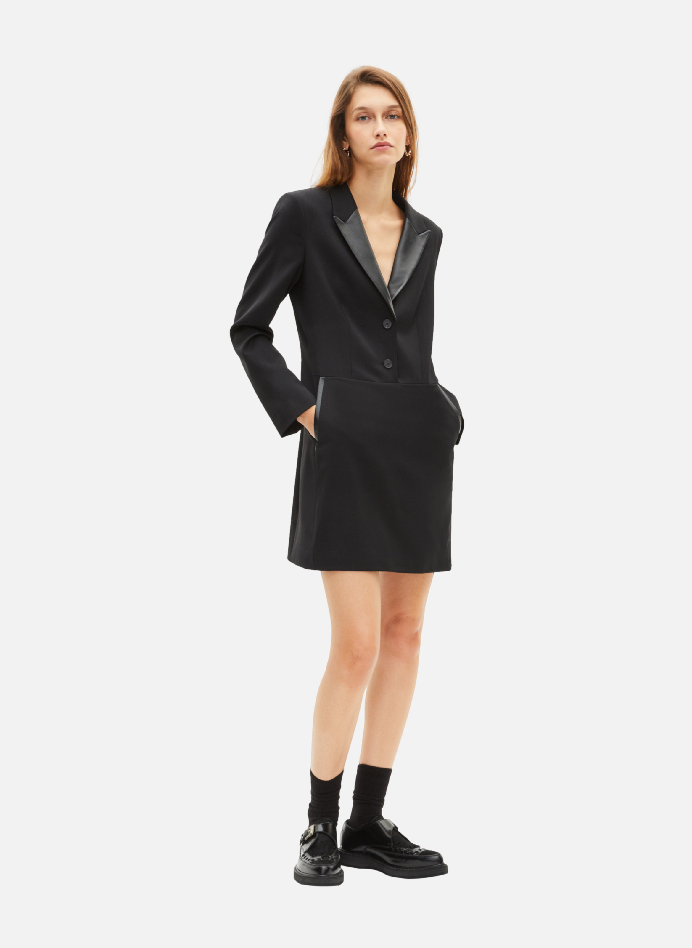 Short dress with leather collar THE KOOPLES Black