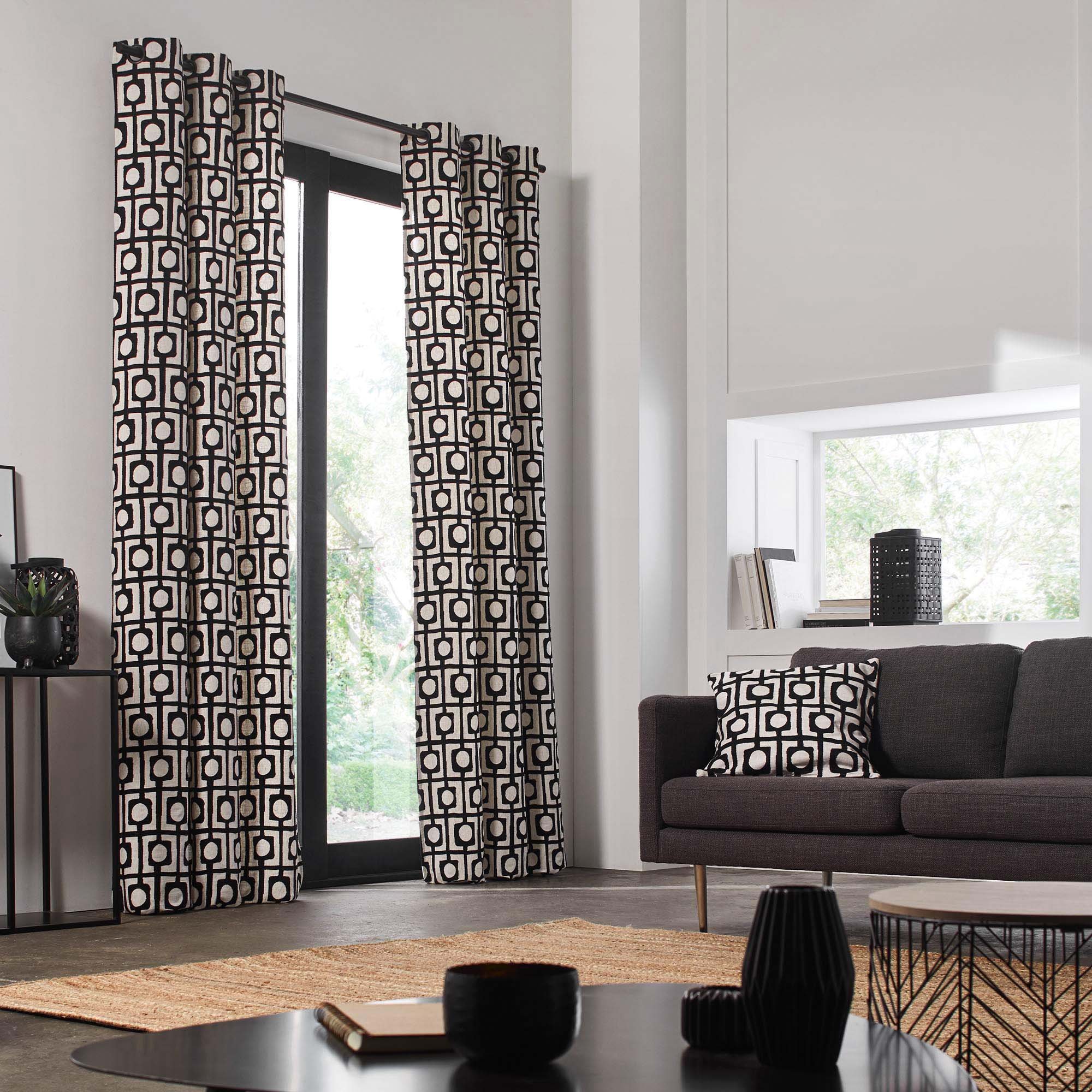 Curtain with black eyelets MADURA Beige
