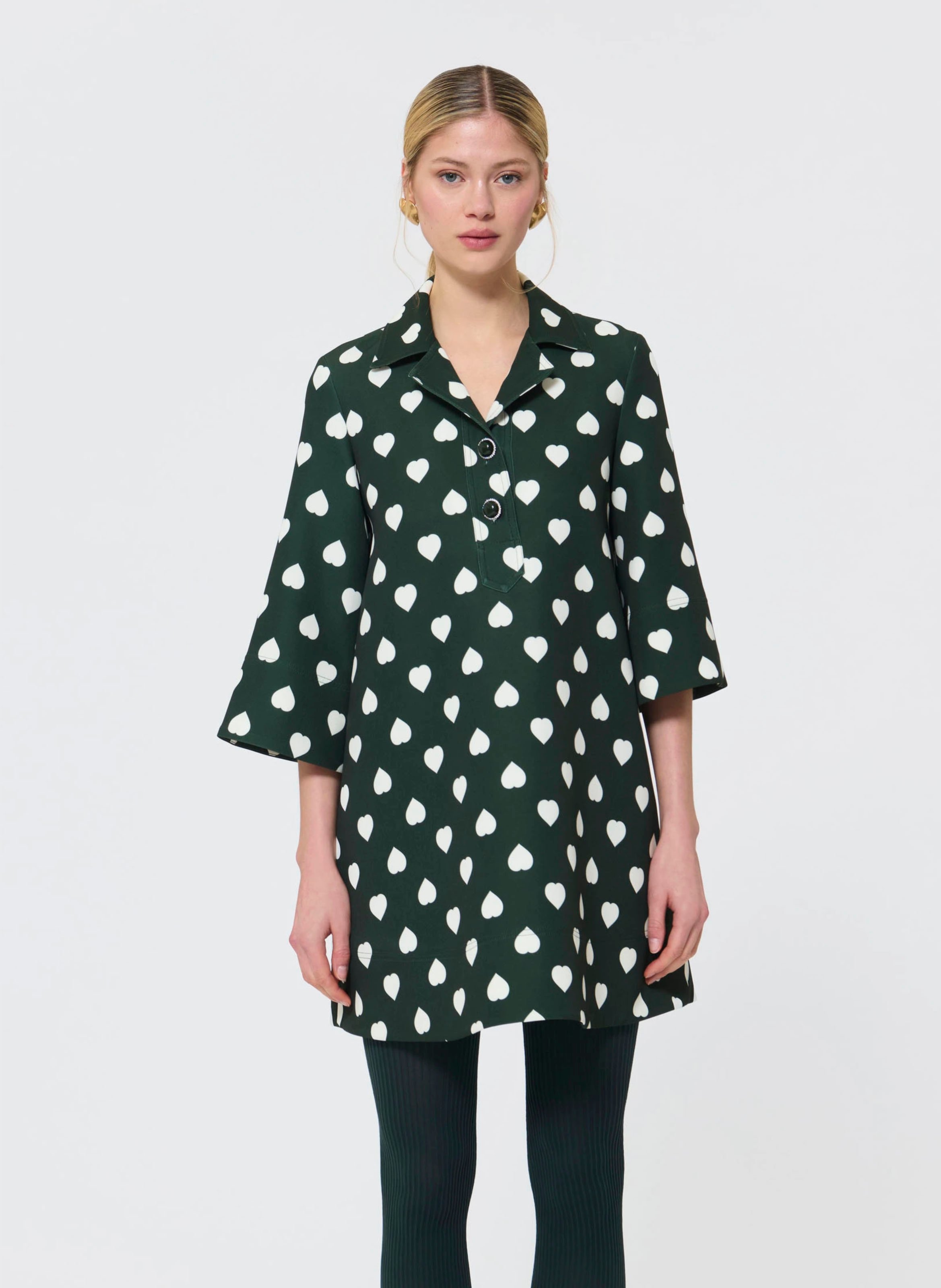 Robe courte col tailleur imprimé TARA JARMON Vert