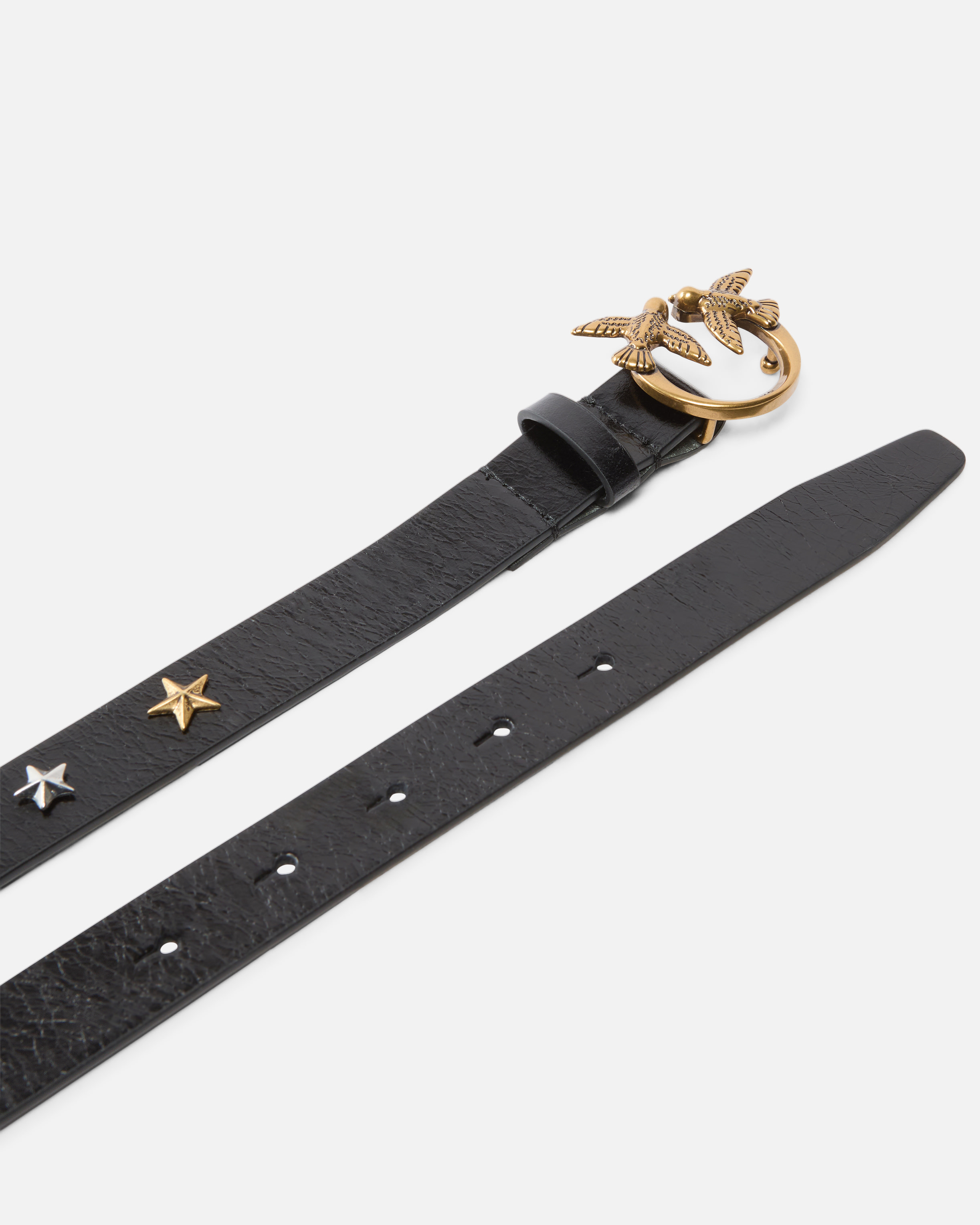 Studded belt with love birds buckle 2.2 cm PINKO Black