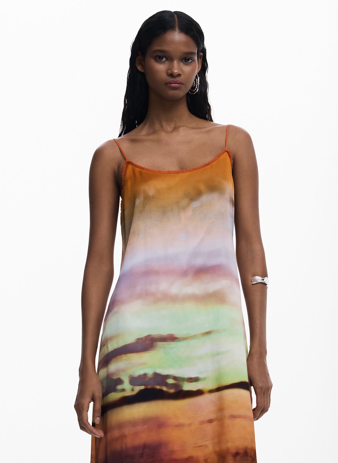 Robe midi col rond DESIGUAL Jaune