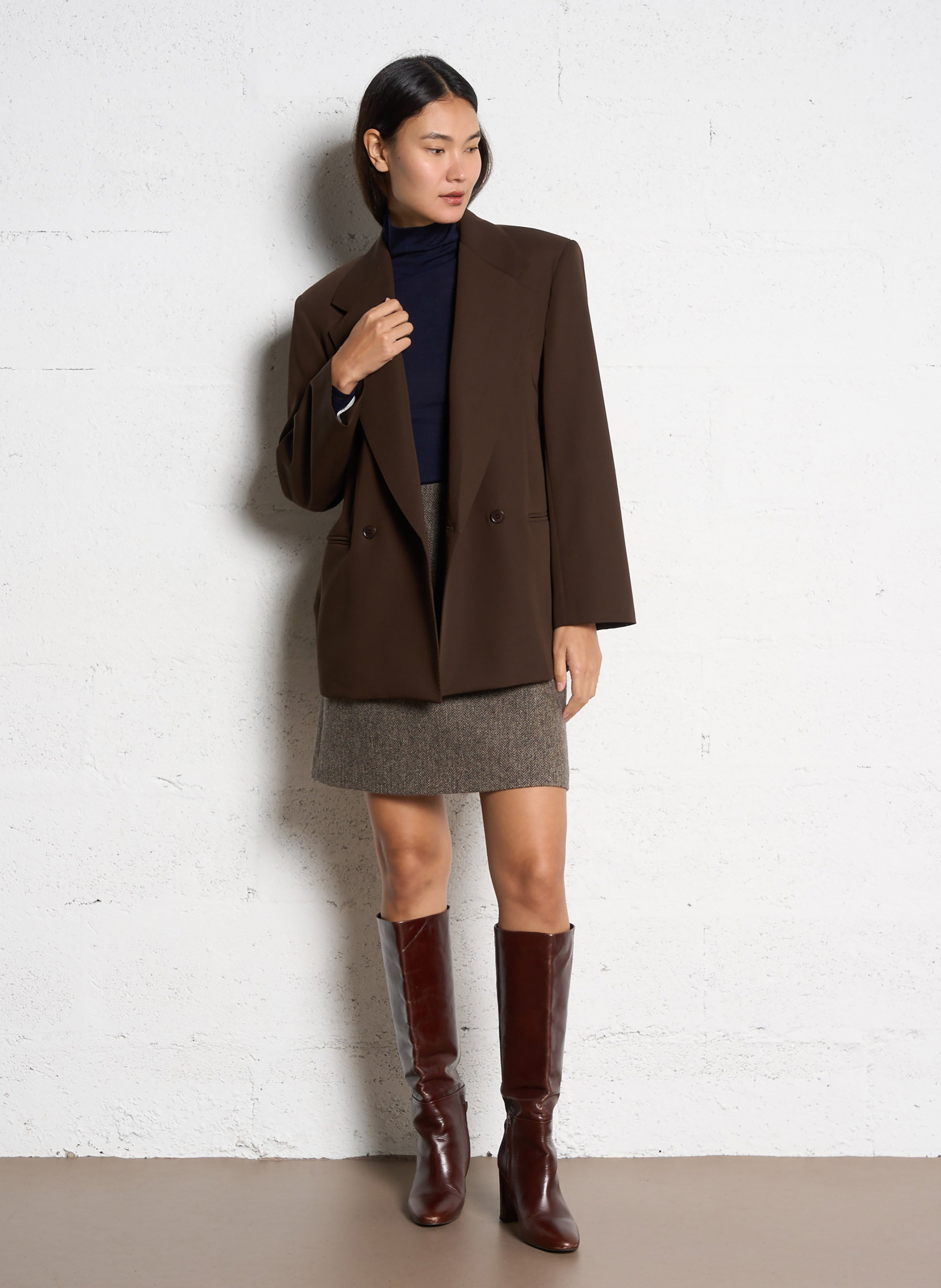 Fitted fine knit wool turtleneck sweater PETITE MENDIGOTE Blue