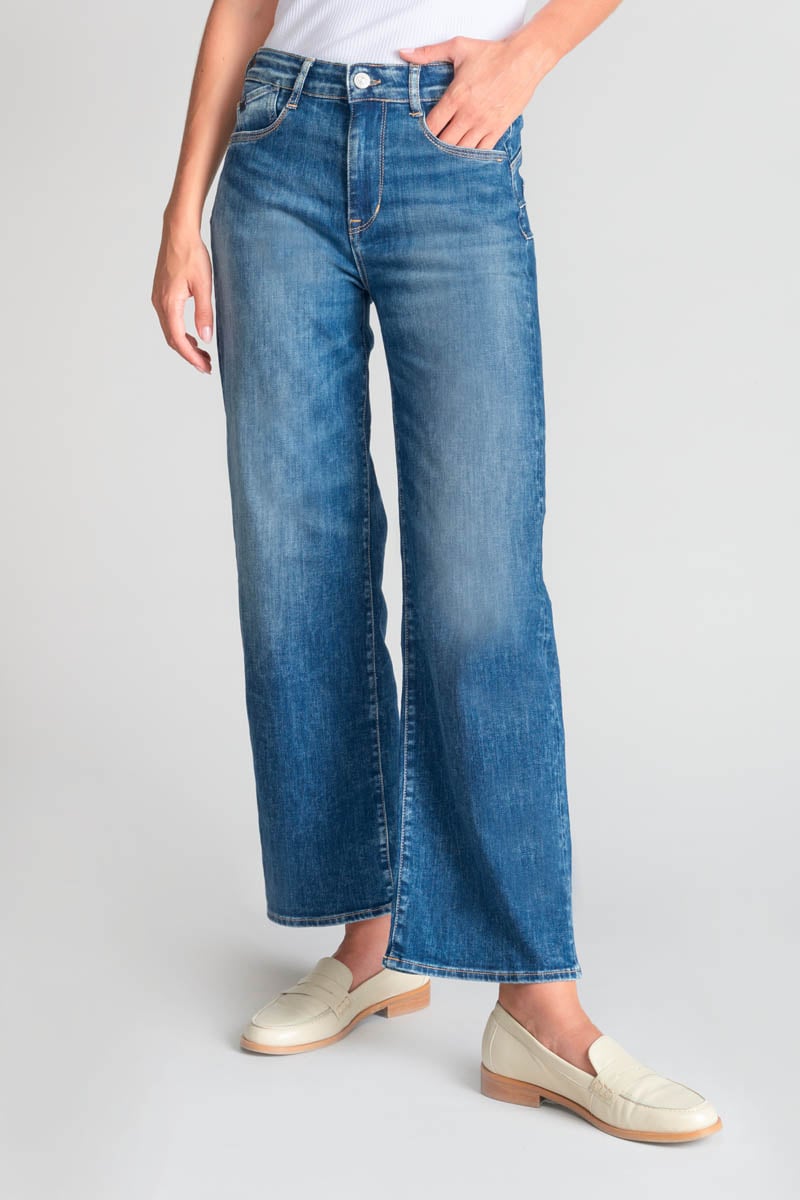High-waisted straight leg push-up jeans, 7/8 length LE TEMPS DES CERISES Blue