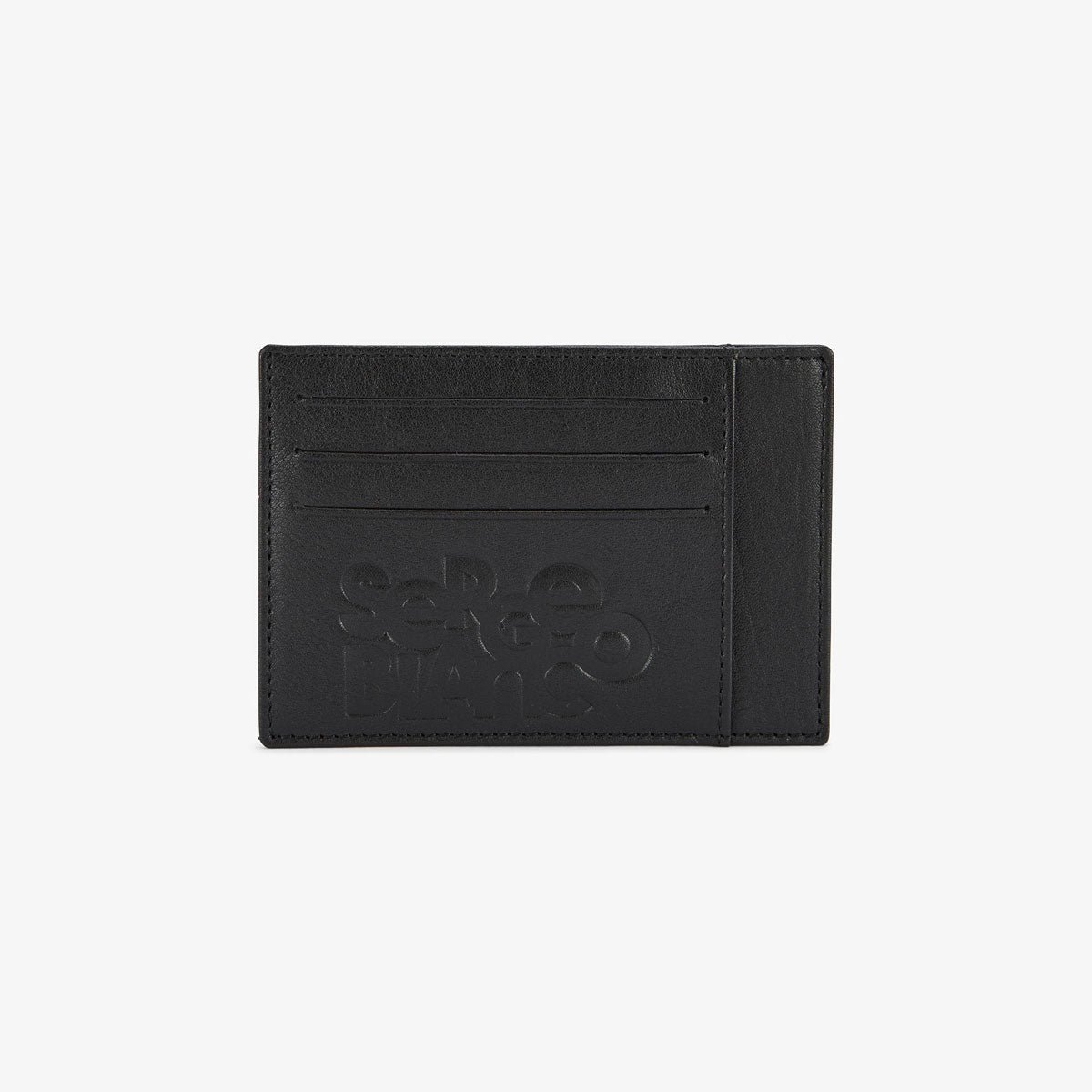 Black leather cardholder with embossed logo SERGE BLANCO Black