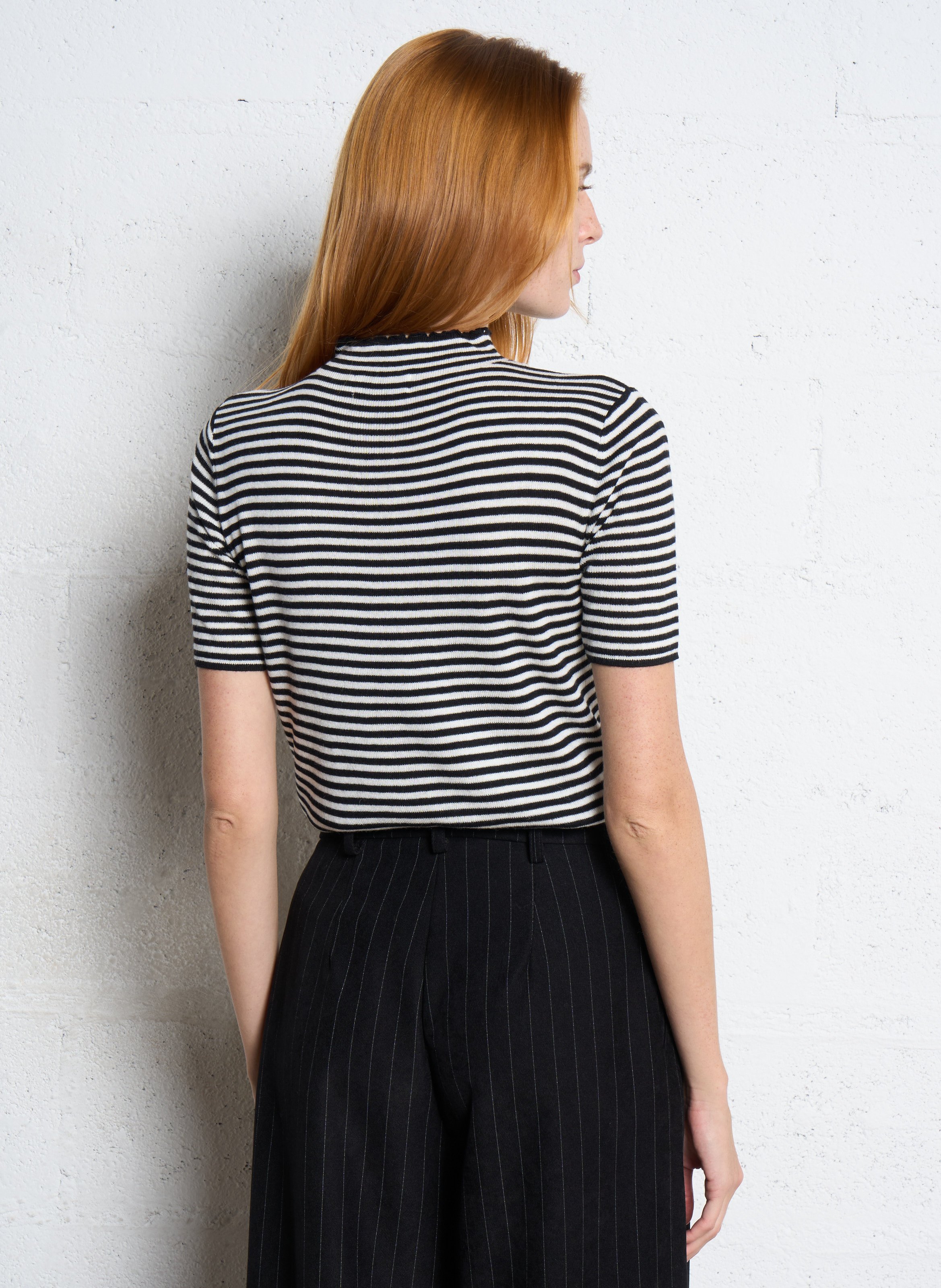 Pull col montant rayé SEE U SOON Blanc