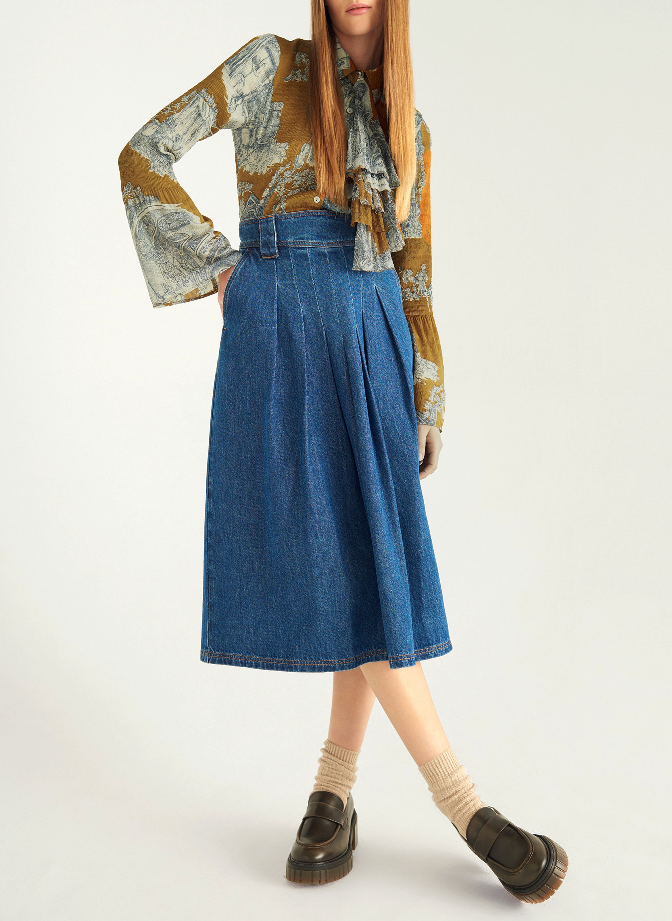 Chemise cintrée à motifs COTELAC Jaune