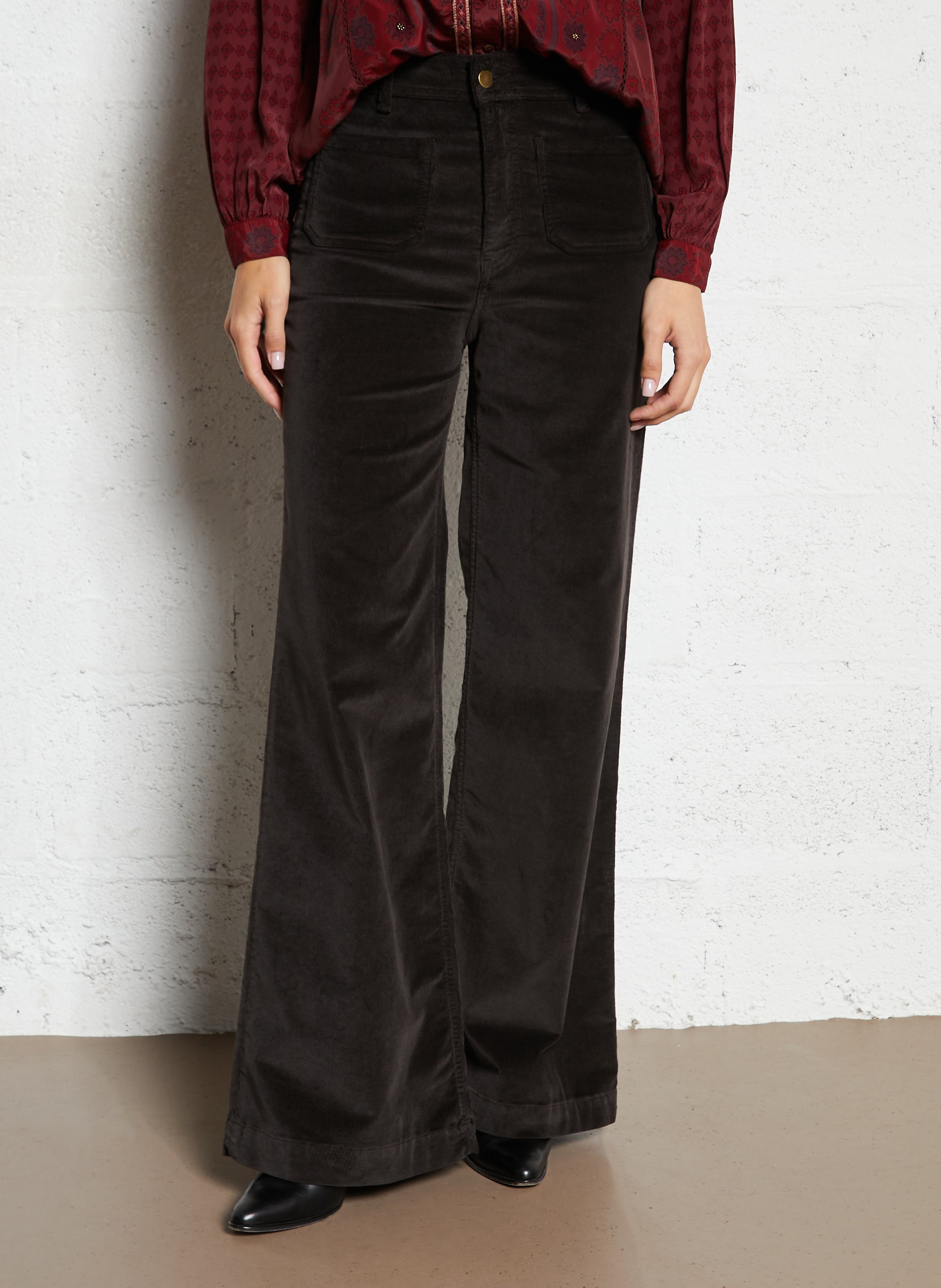 Corduroy cropped pants MAISON HOTEL Brown