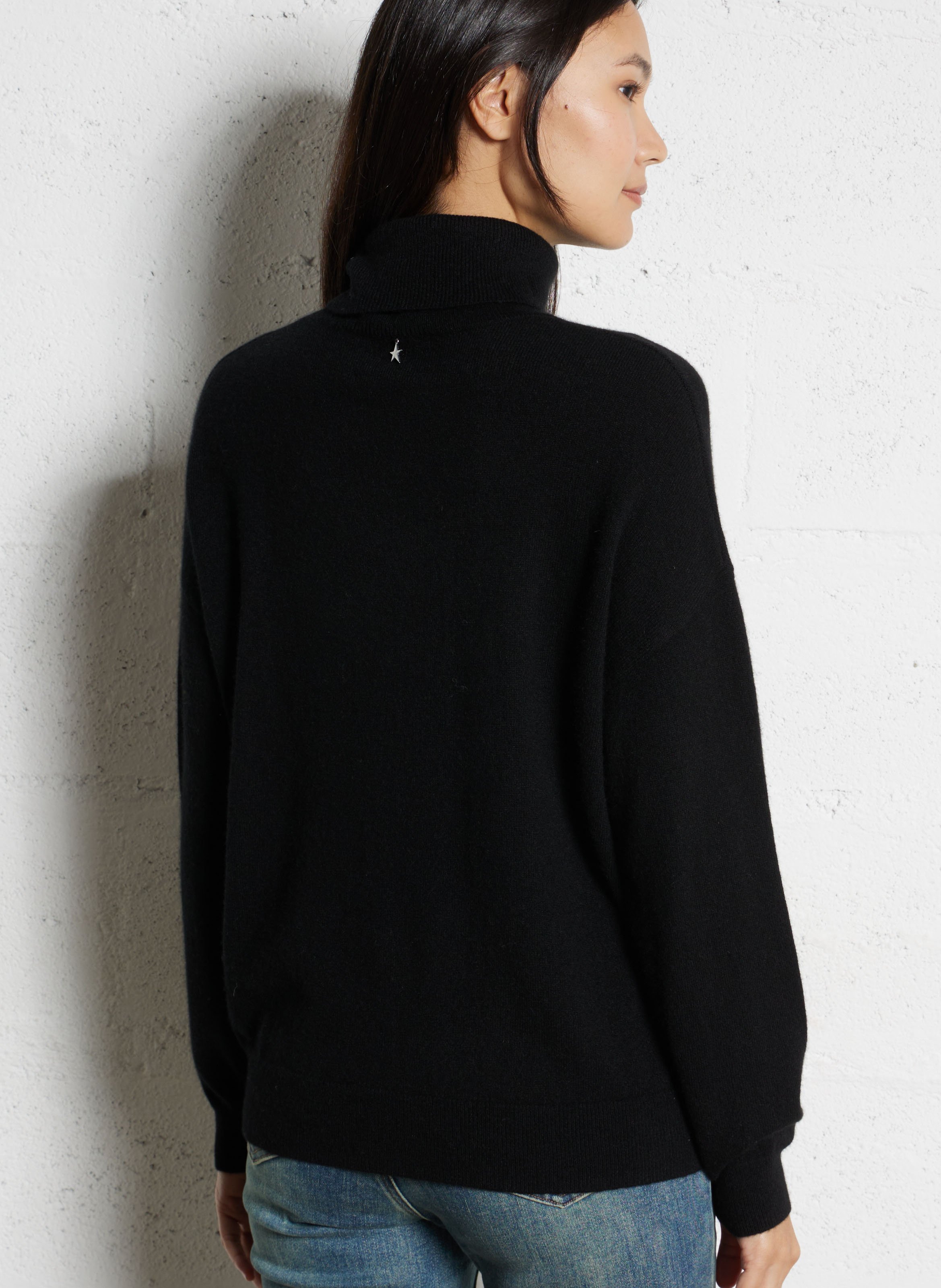 Pull oversize col roulé en cachemire SUD EXPRESS Noir