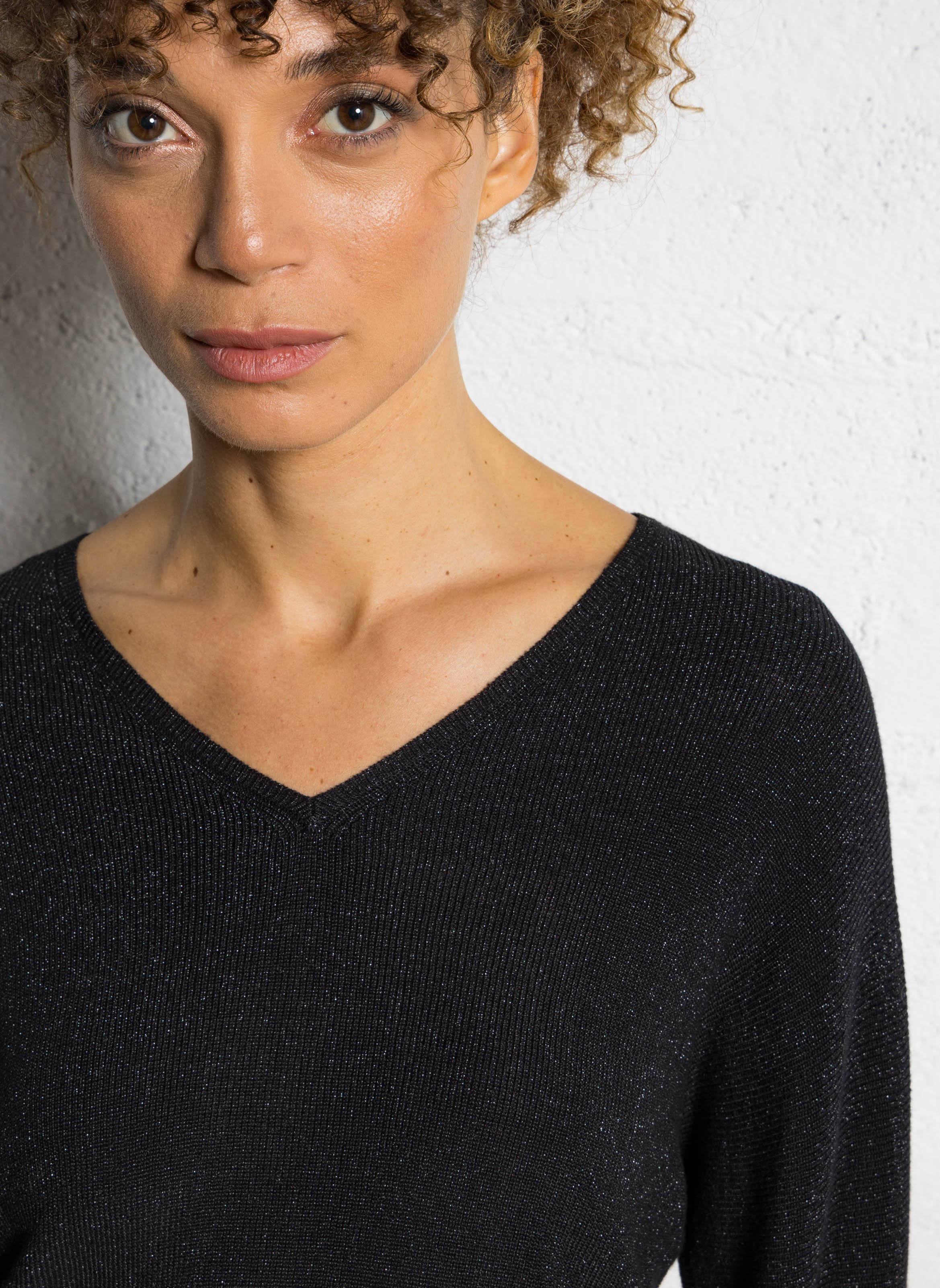 Pull ample pailleté manches chauve-souris  SUD EXPRESS Noir