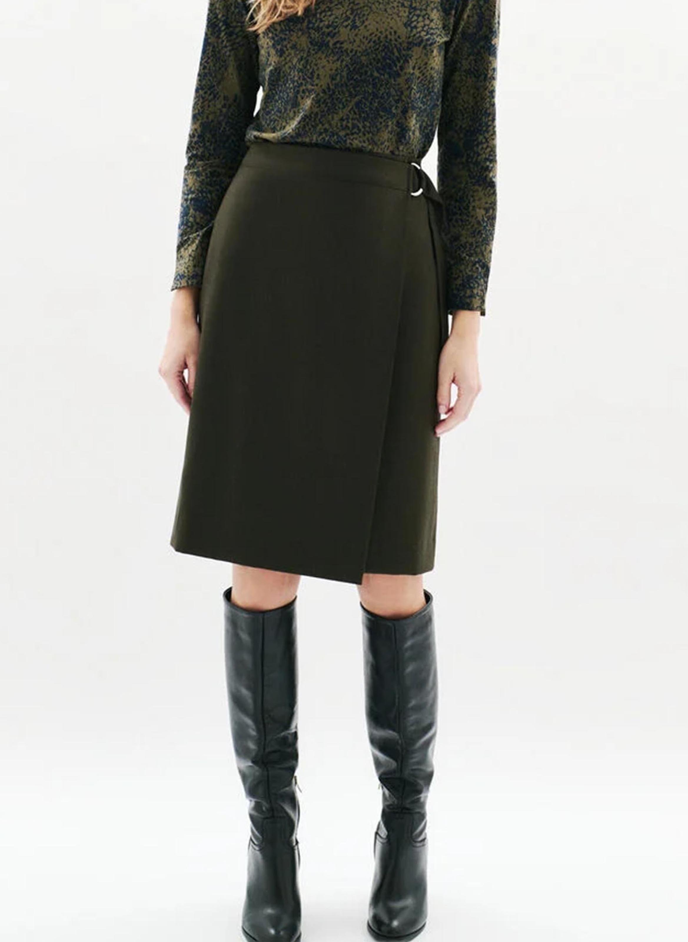 Plain short straight skirt CAROLL Green