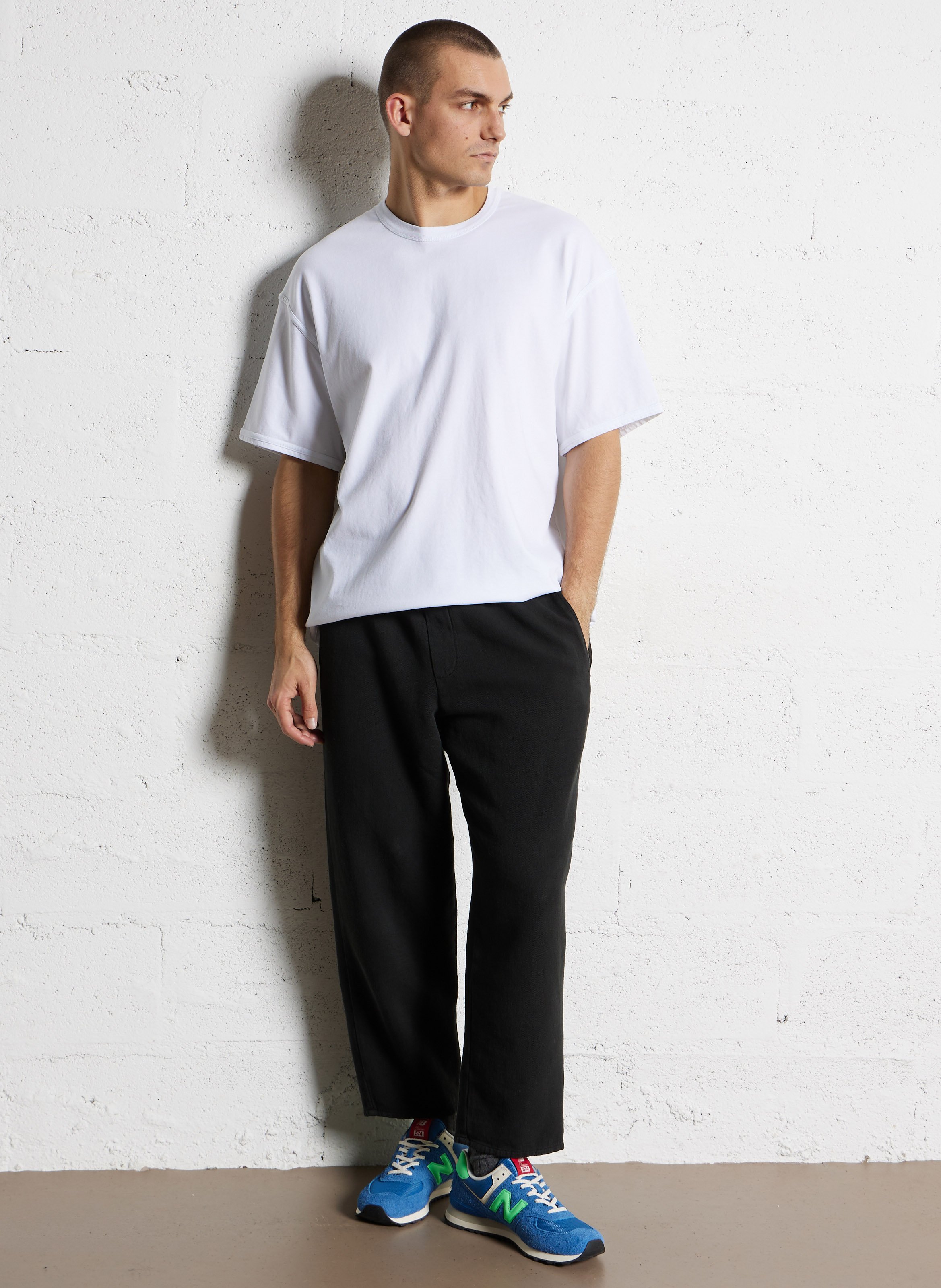 Tee-shirt droit col rond uni AMERICAN VINTAGE Blanc