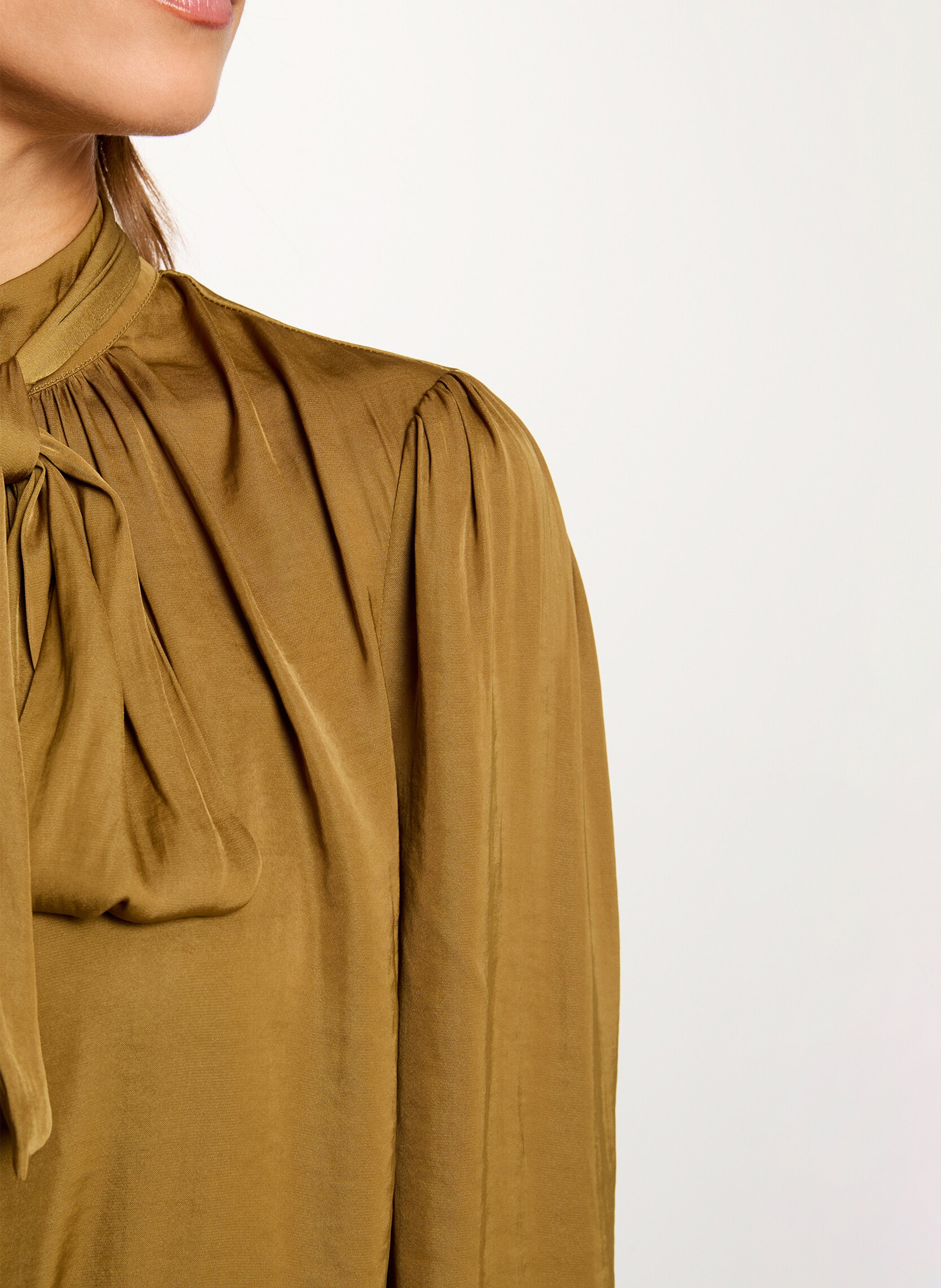 Blouse fluide col lavallière MORGAN Marron