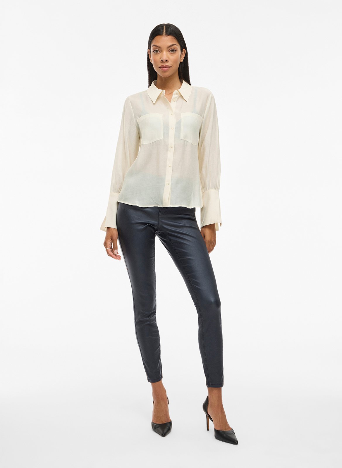 Chemise cintrée col classique VILA Beige