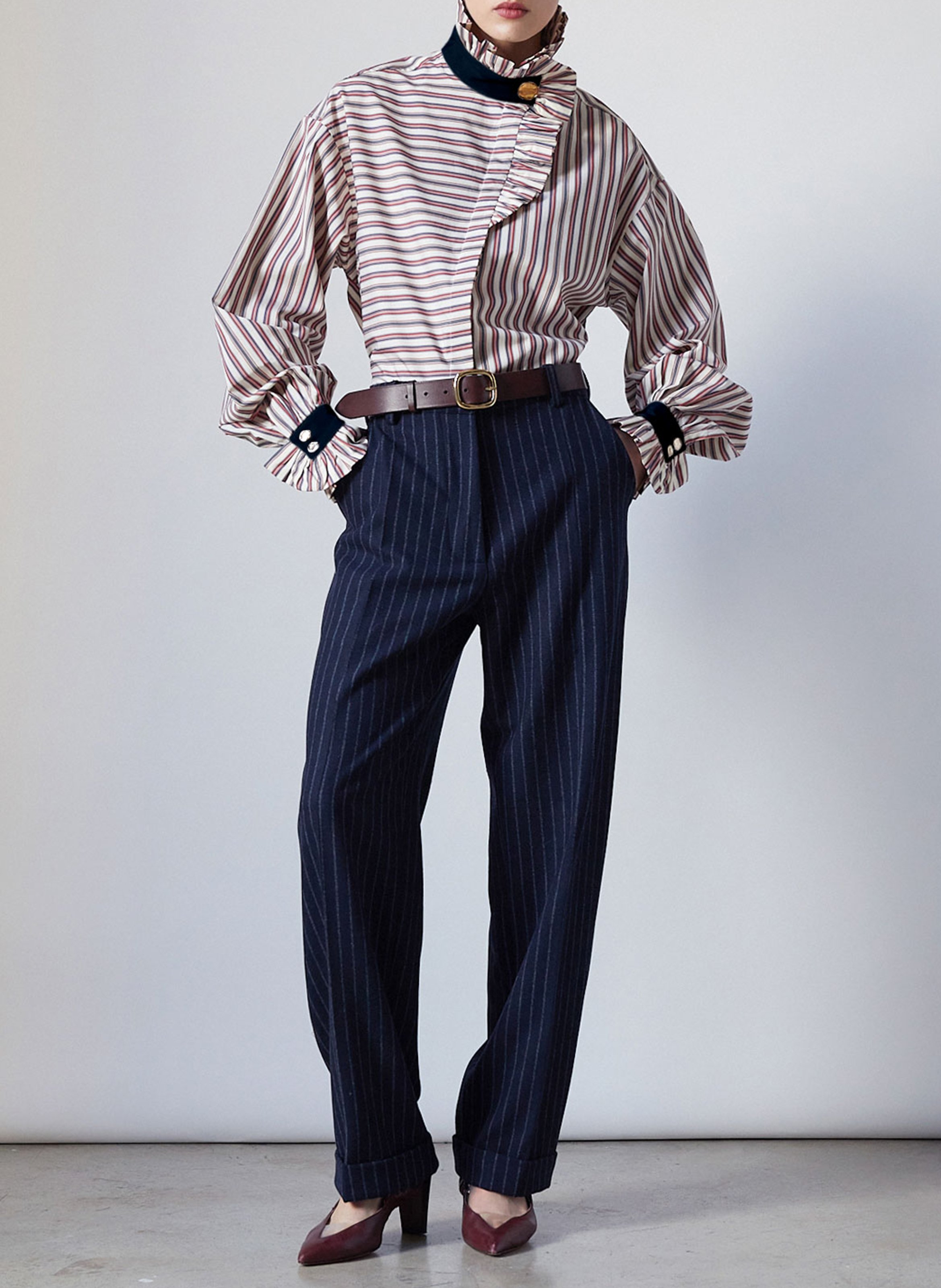 Chemise col volanté en coton organique THE LABEL EDITION Multicolore