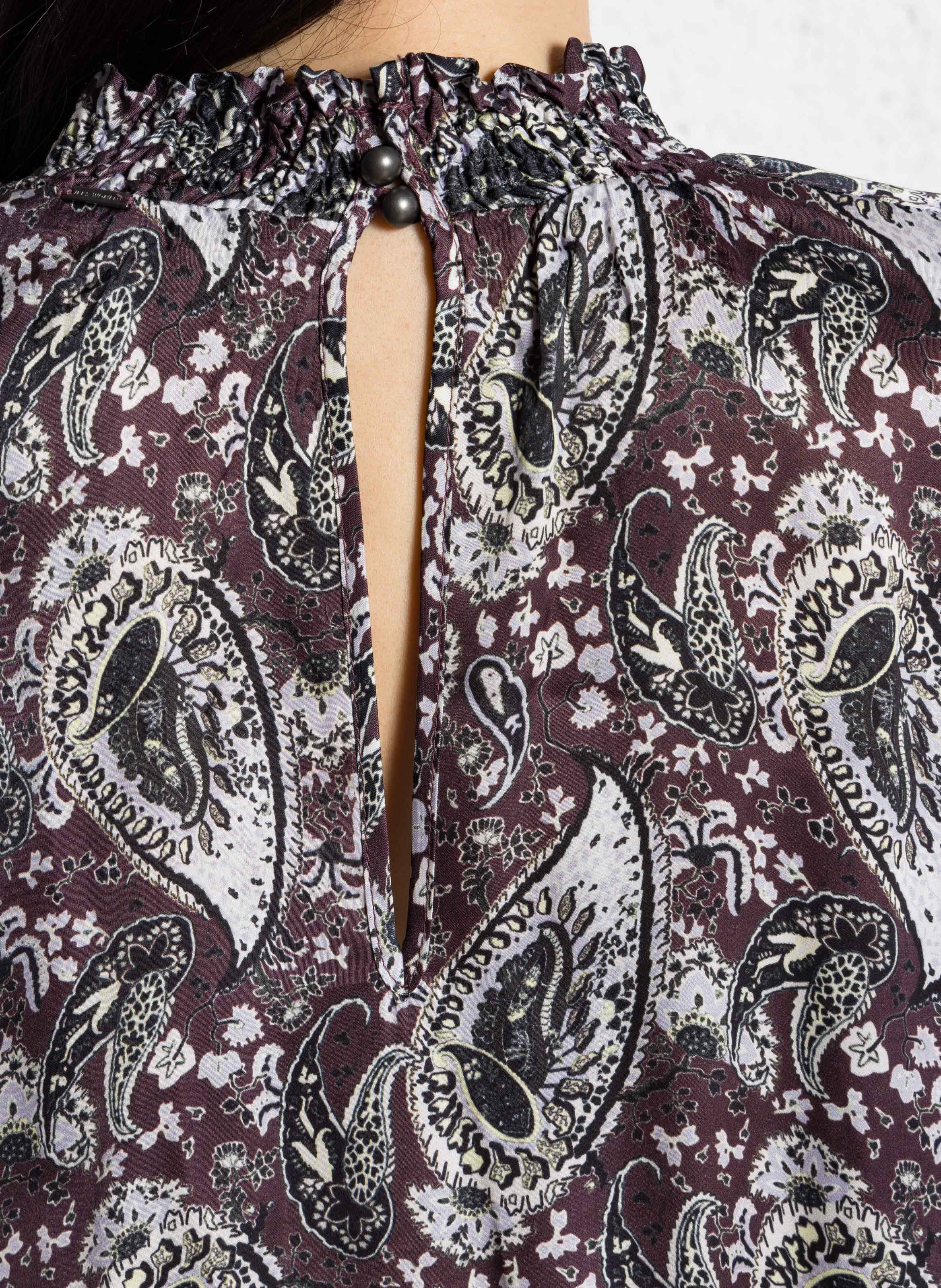 Korte jurk met opstaande kraag en bloemenprint in satijn IKKS Violet