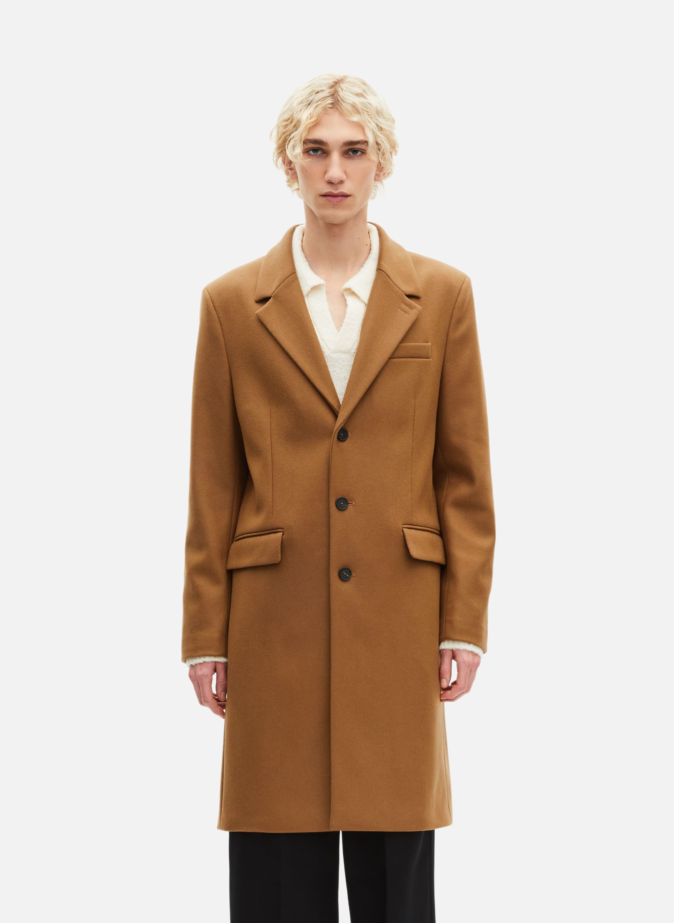 Leather lapel coat THE KOOPLES Brown