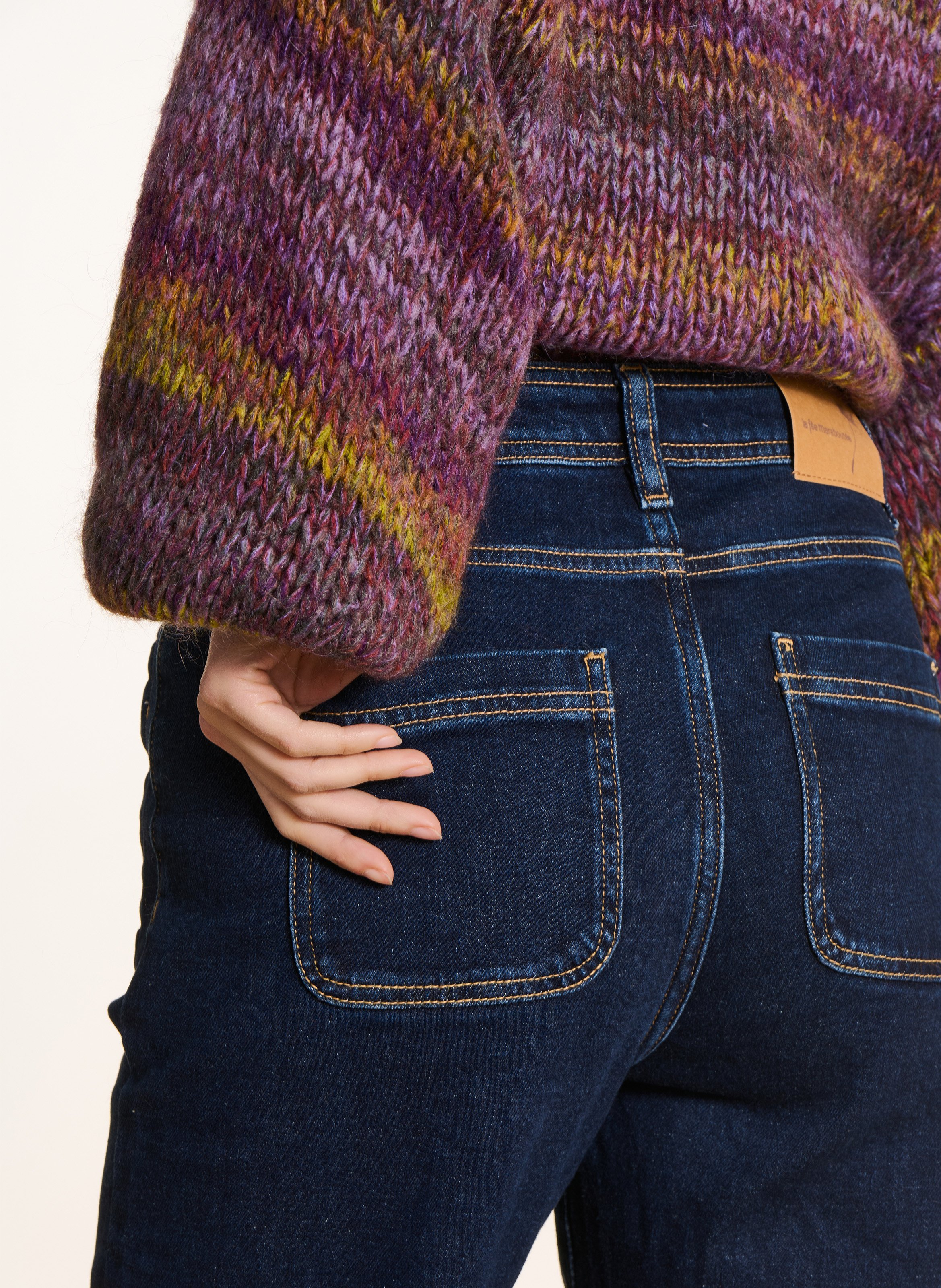 High-rise cotton-blend bootcut jeans LA FEE MARABOUTEE Blue