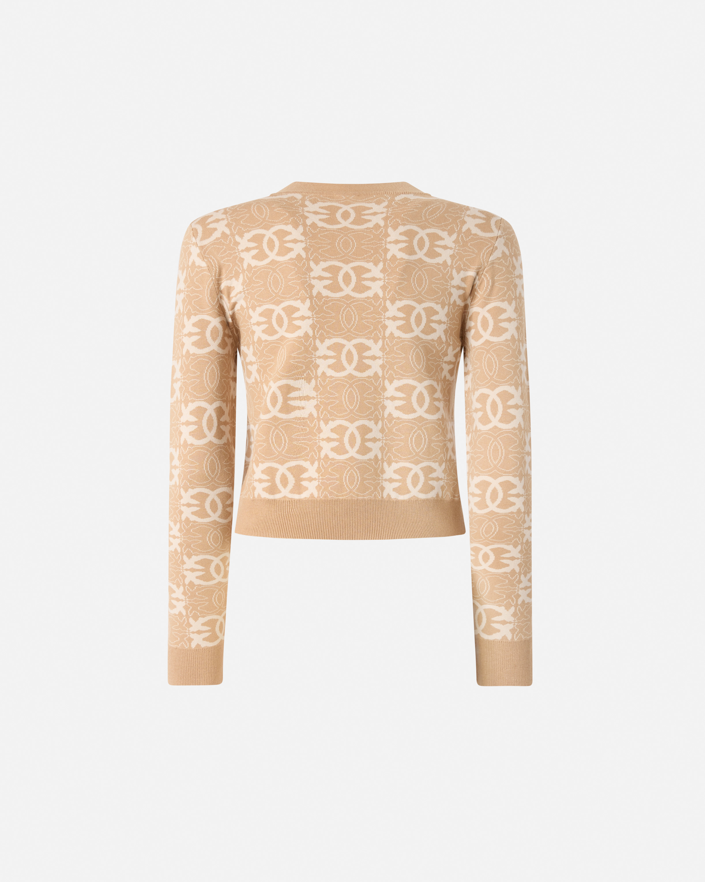 Cropped logo love birds sweater PINKO Beige