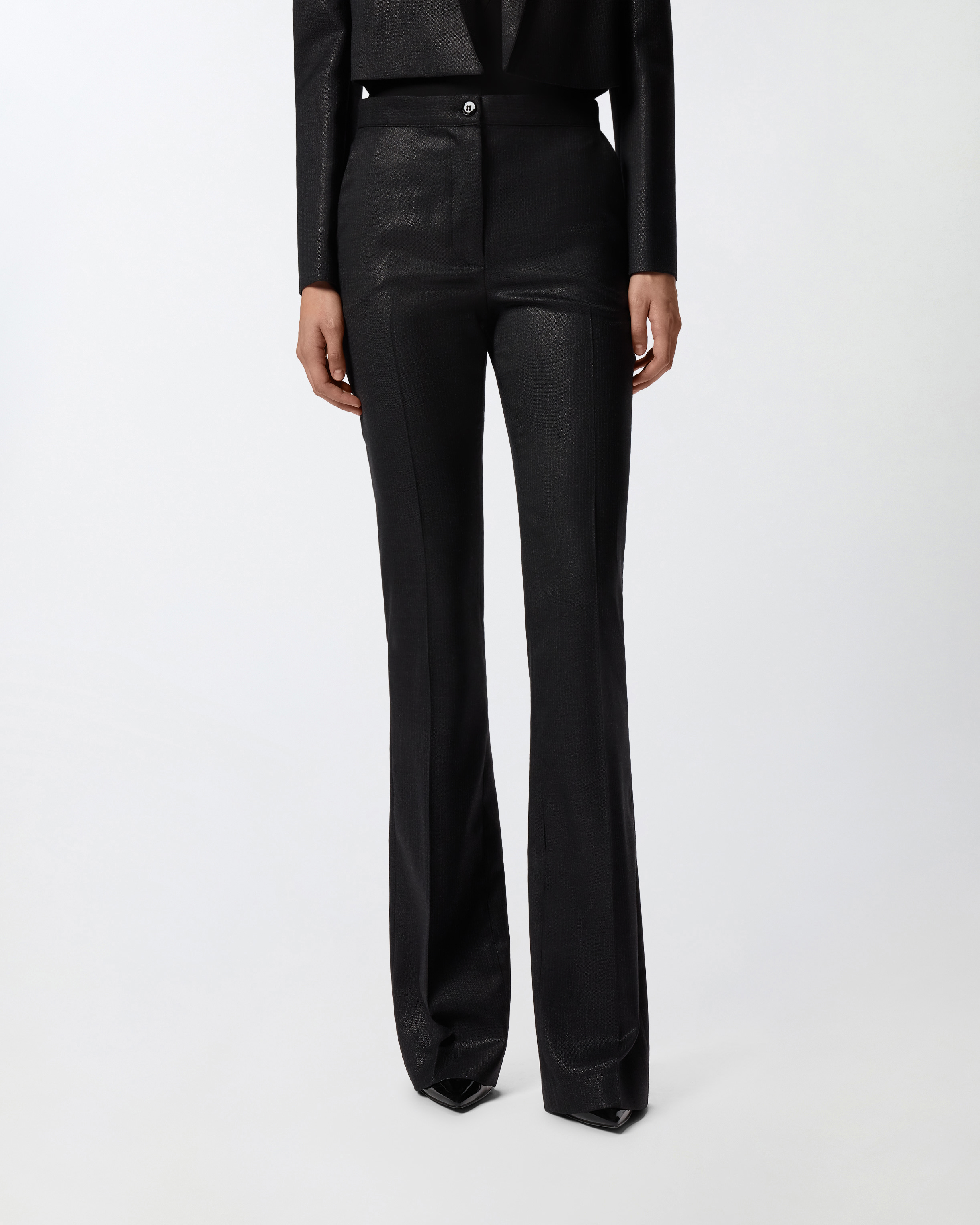 Straight pants with shiny stripe effect PINKO Black