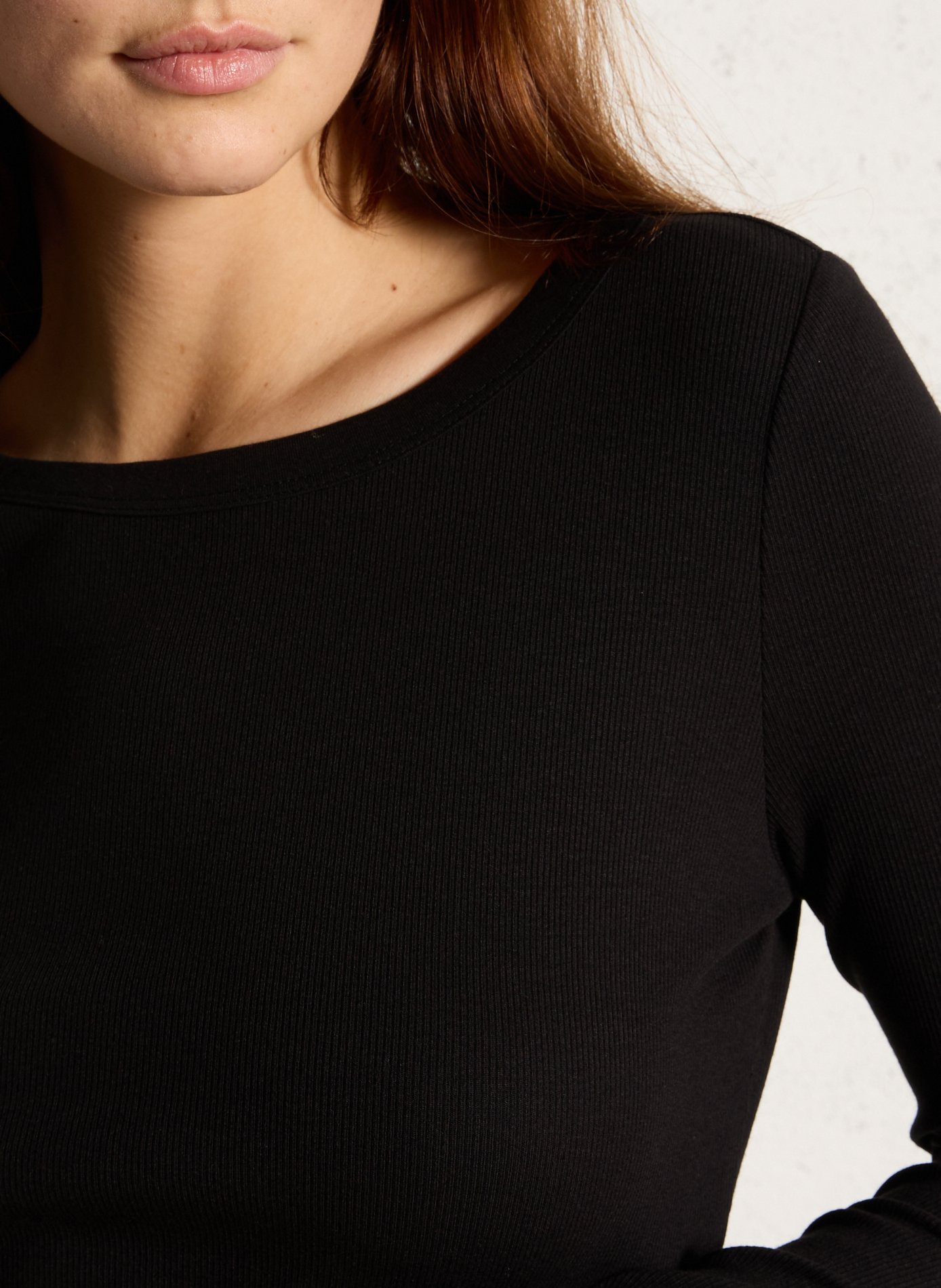 Long-sleeve ribbed solid top MAISON 123 Black