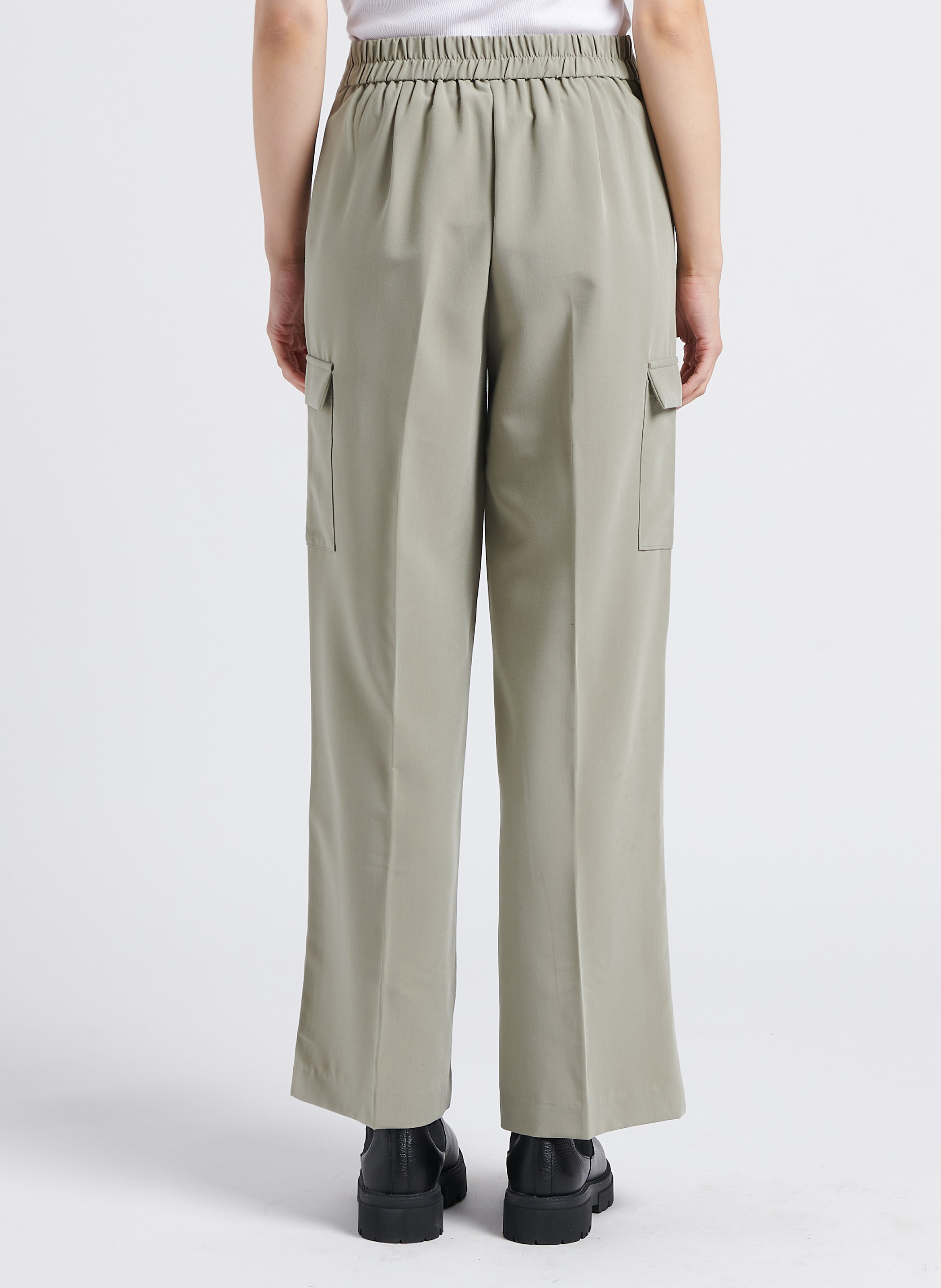 High-waisted flowing cargo pants GRACE ET MILA Green