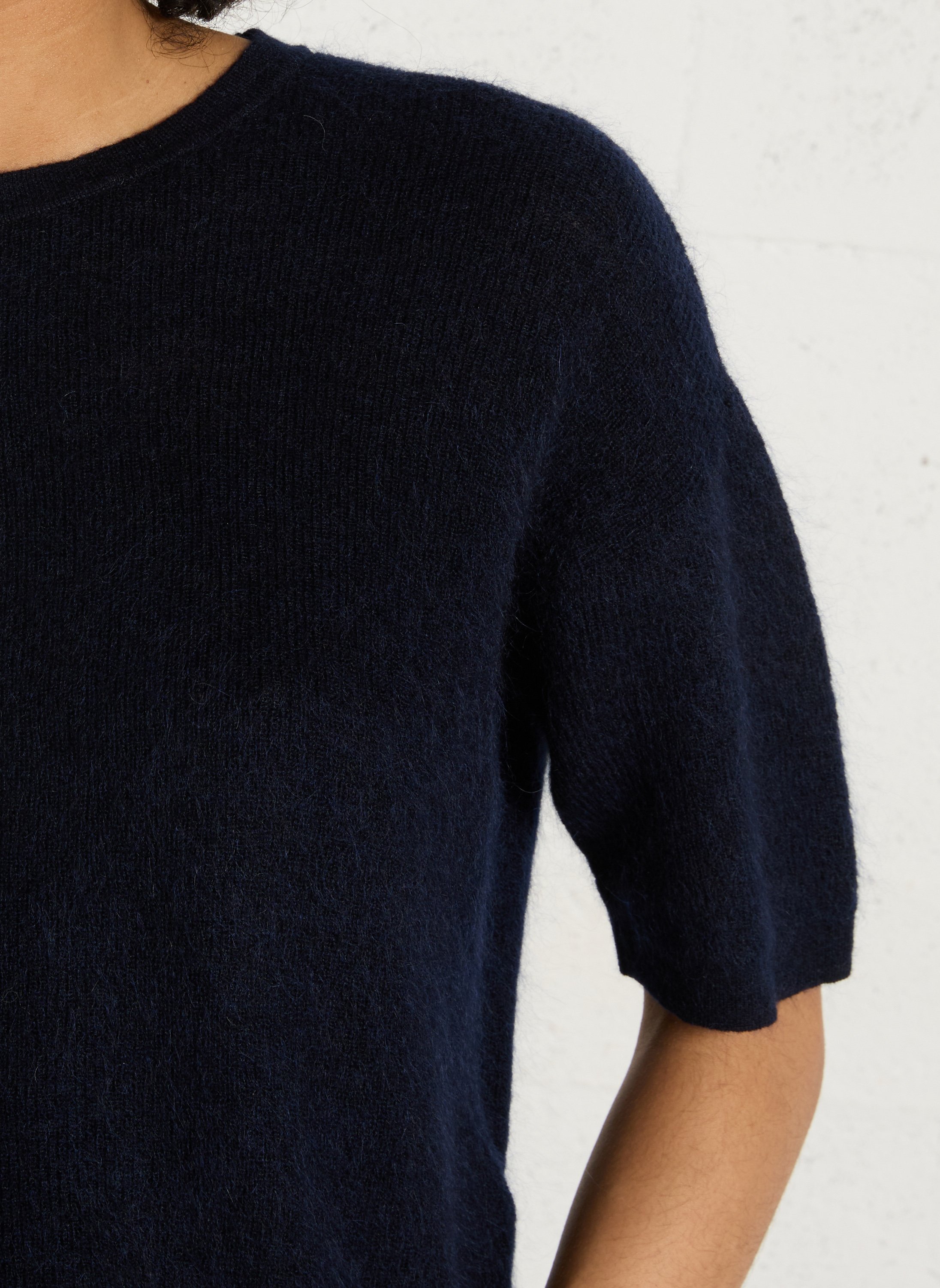 Pull col rond en mohair mélangé MAISON 123 Bleu