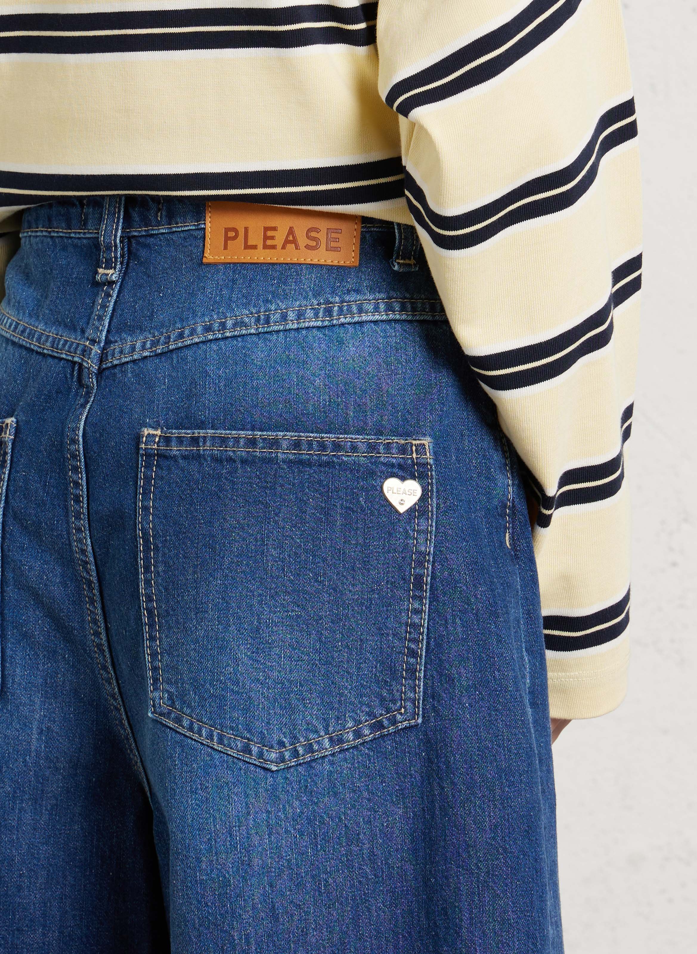 Bermuda long en conton PLEASE Bleu