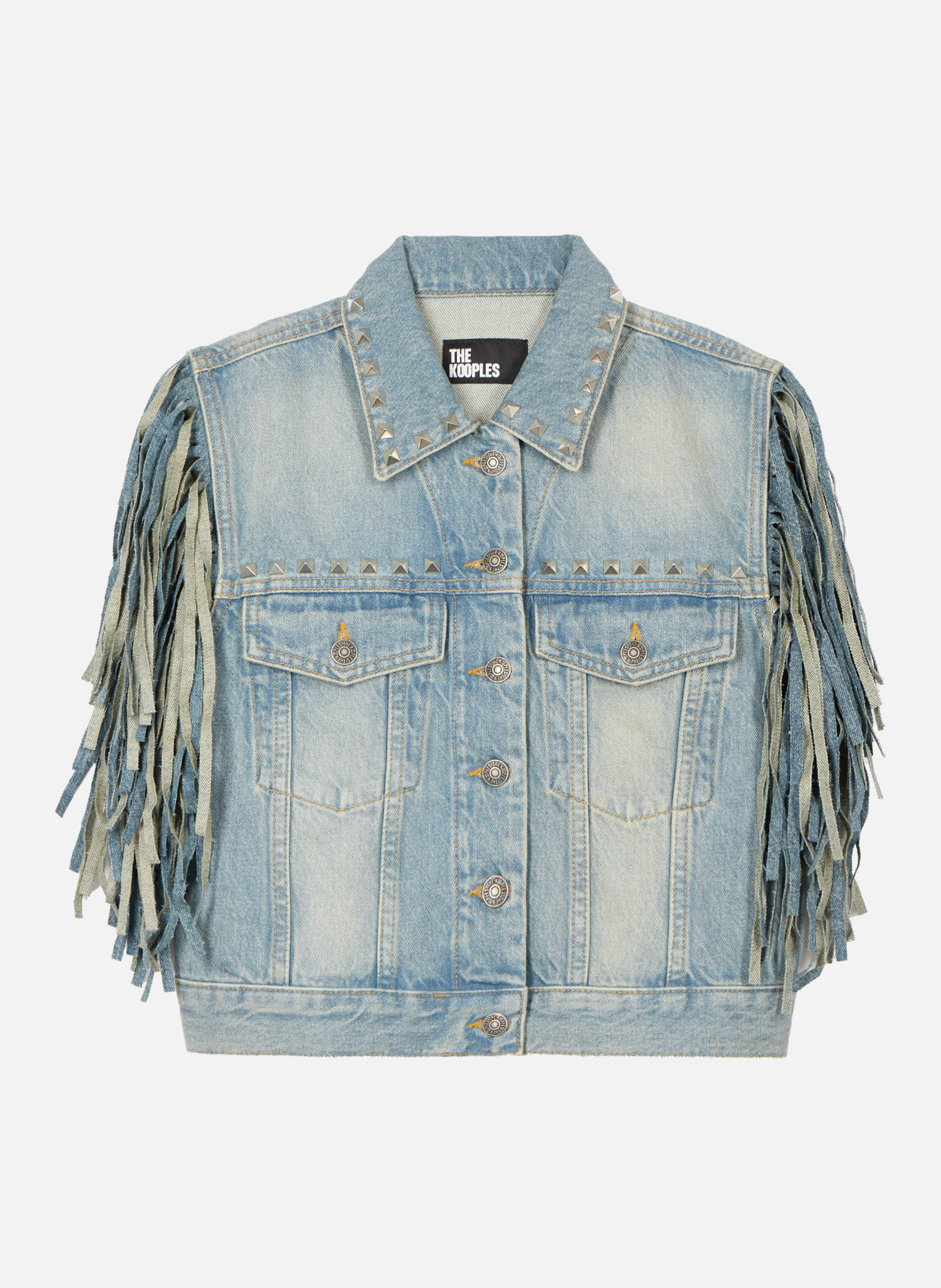 Blouson en denim avec franges et studs THE KOOPLES Bleu