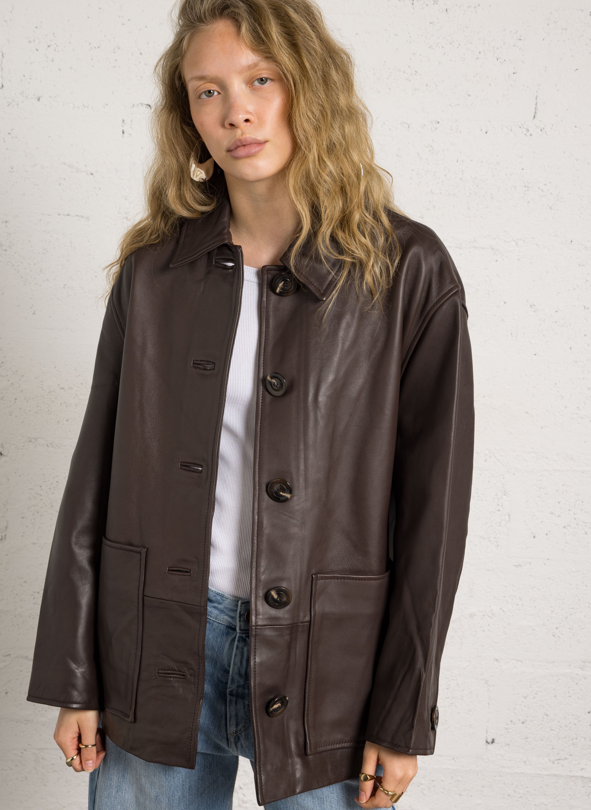 Lammlederblouson mit klassischem Kragen SOEUR Braun