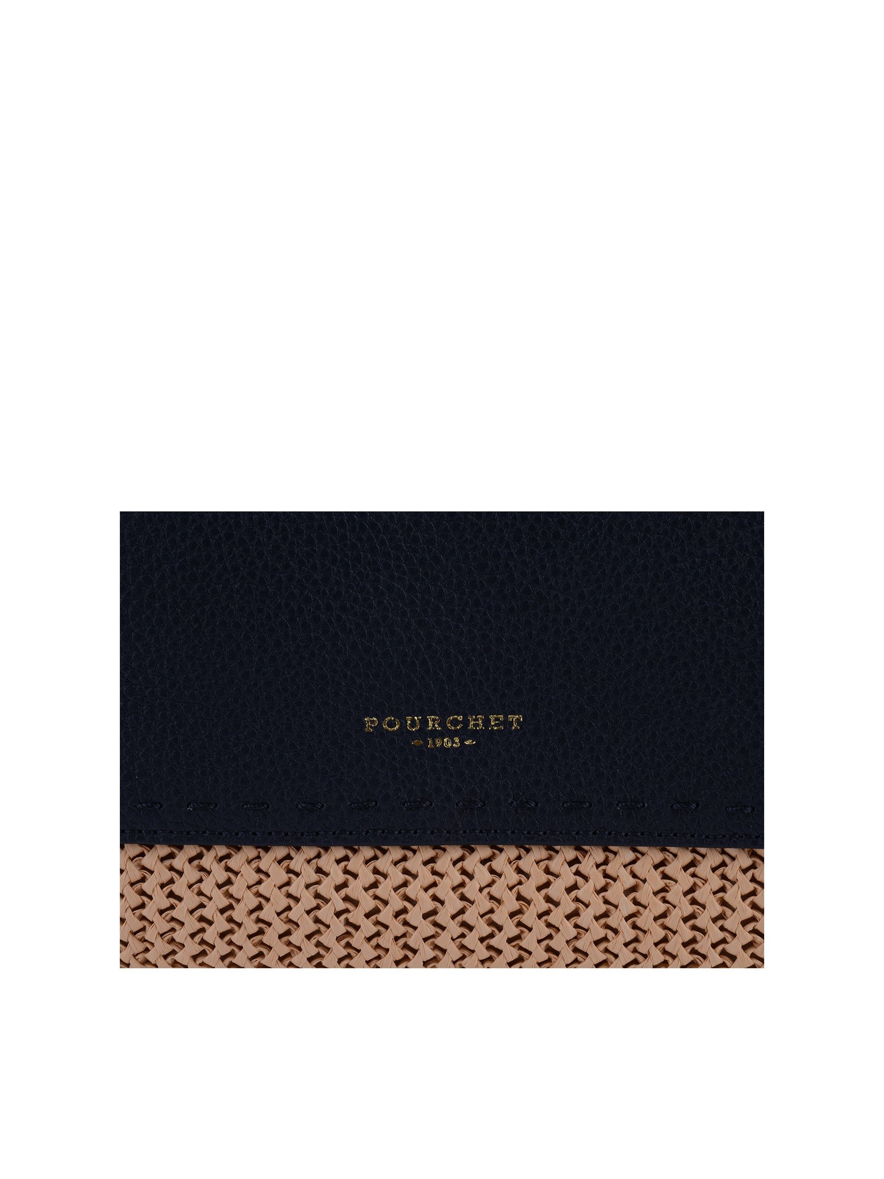 Straw shoulder bag trimmed with leather POURCHET Blue