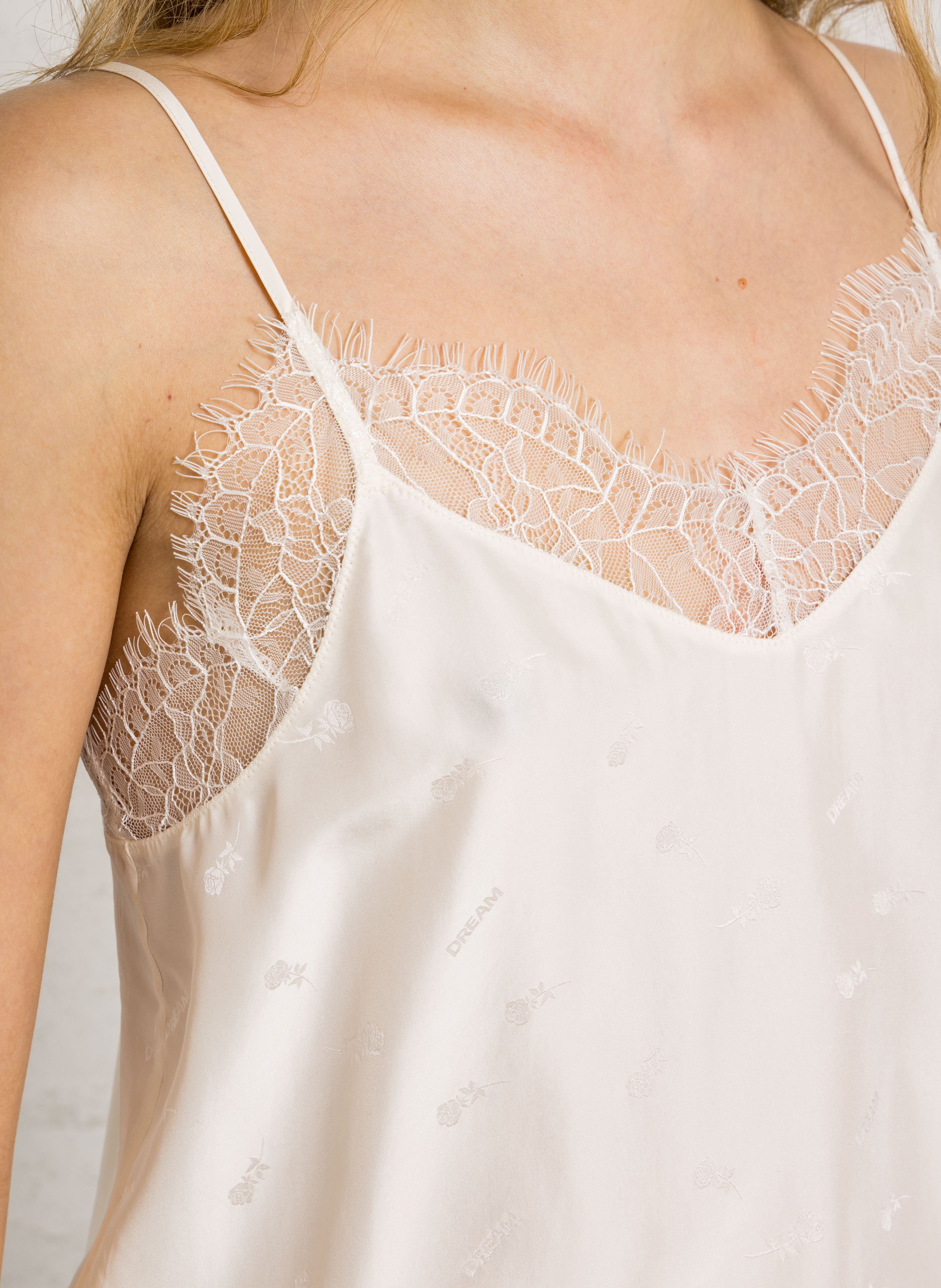 Caraco en soie imprimé BERENICE Blanc