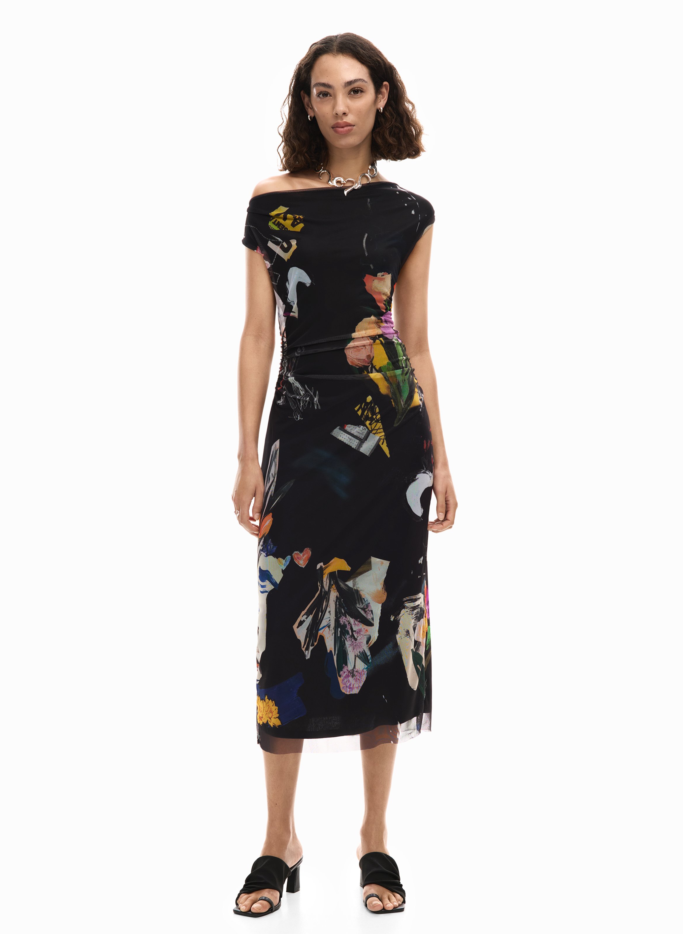 Midi Straight Collage Dress DESIGUAL Black