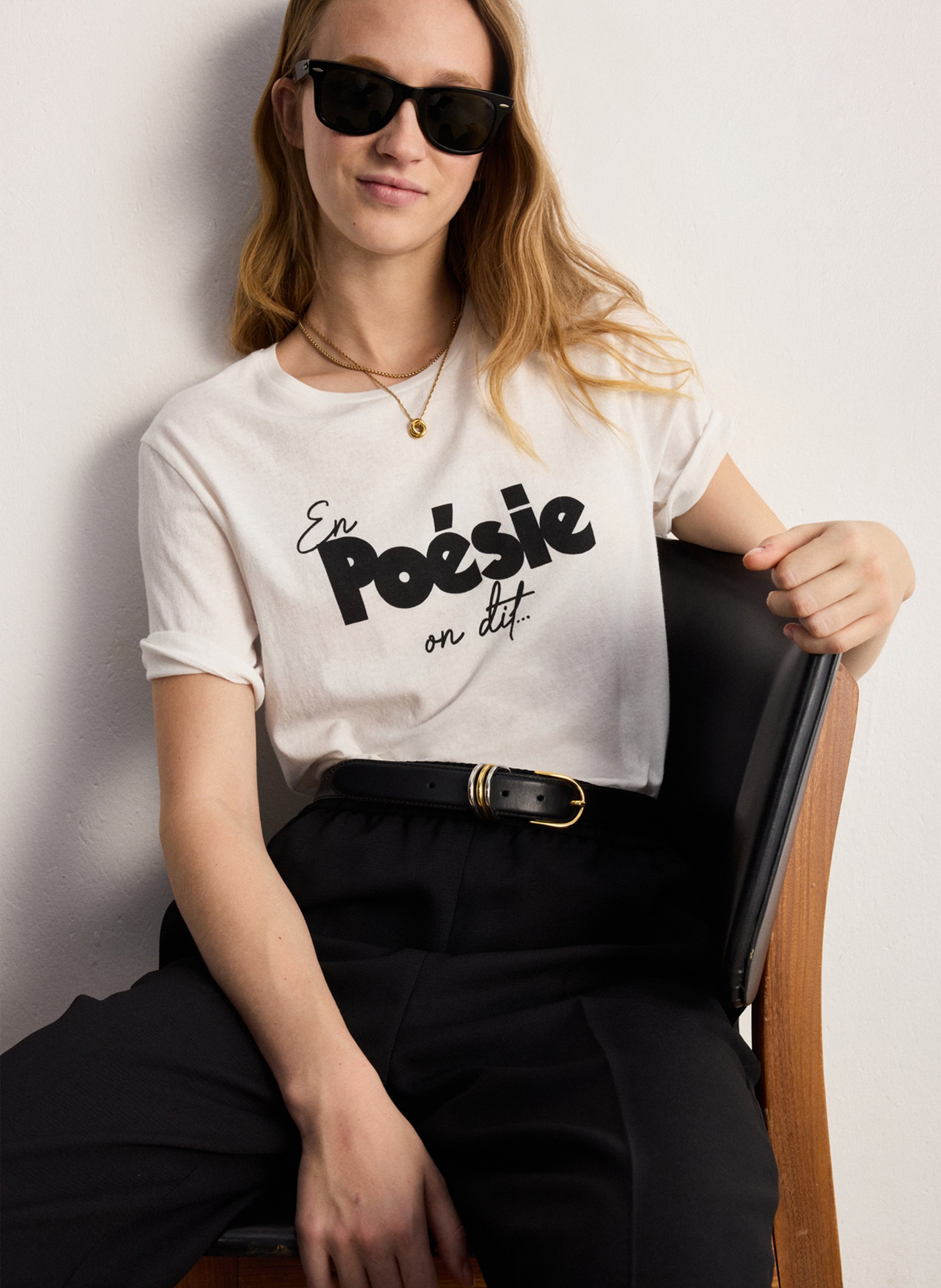 Effen T-shirt PABLO Wit