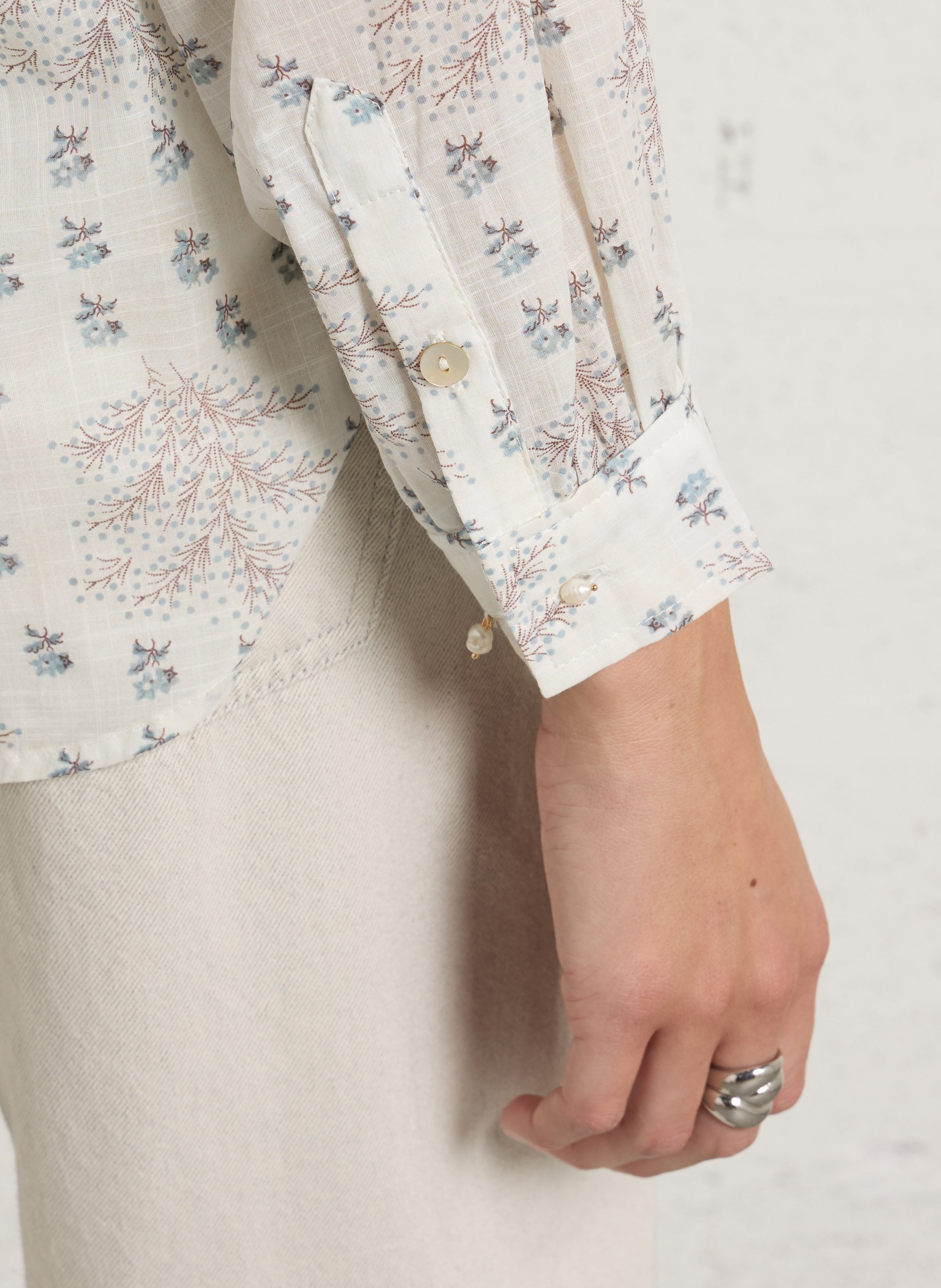 Chemise droite col classique en coton mélangé HOD PARIS Blanc