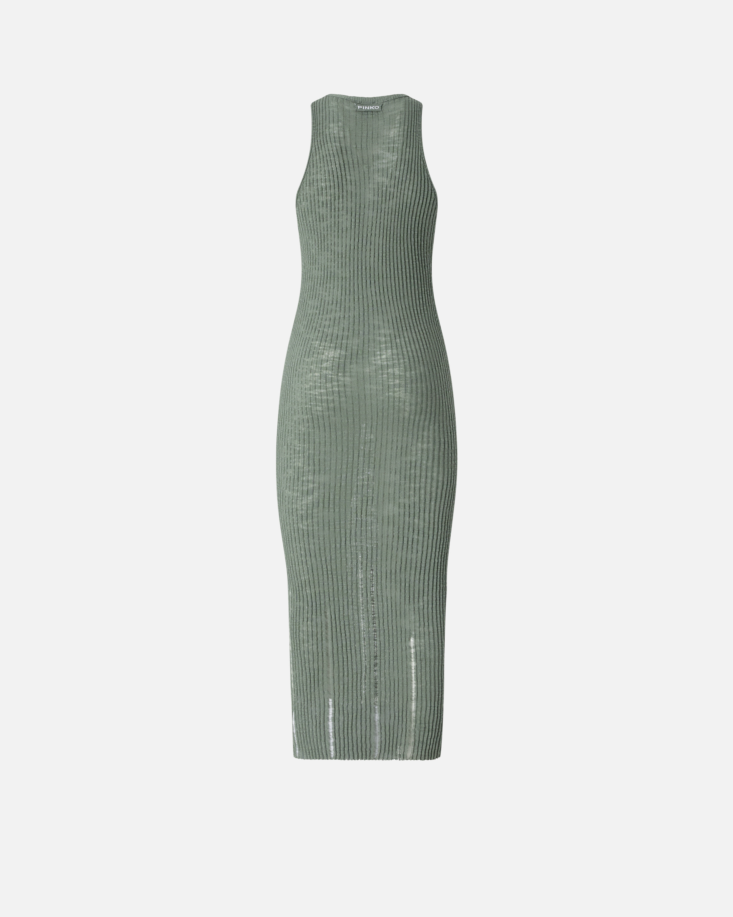 Ribbed bodycon midi dress with rips PINKO Grey
