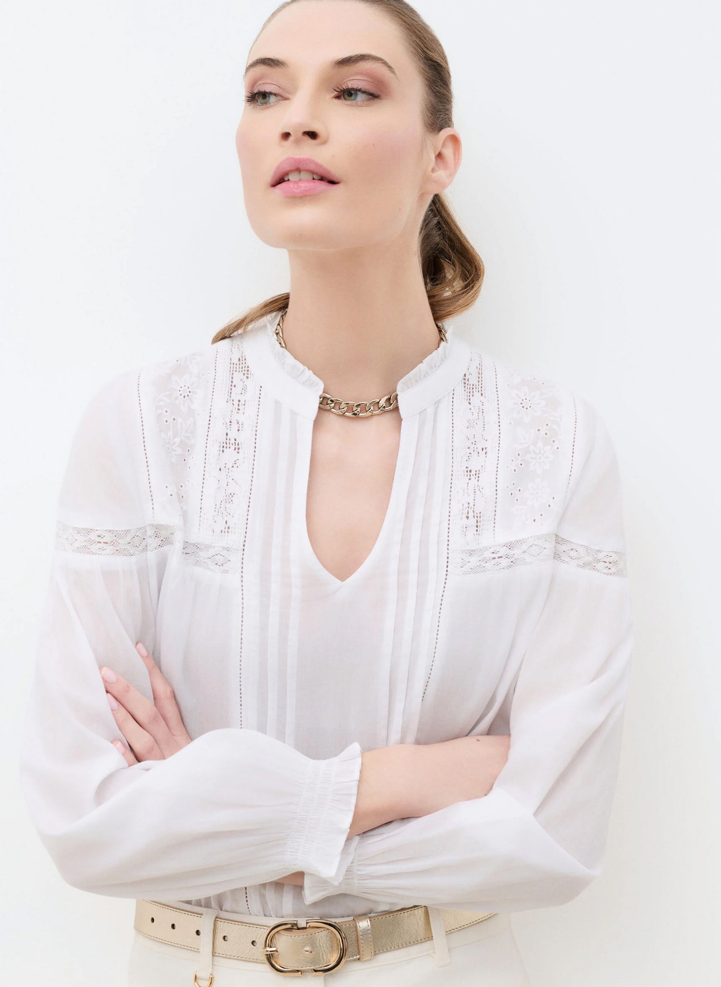 Blouse ample en coton CAROLL Blanc