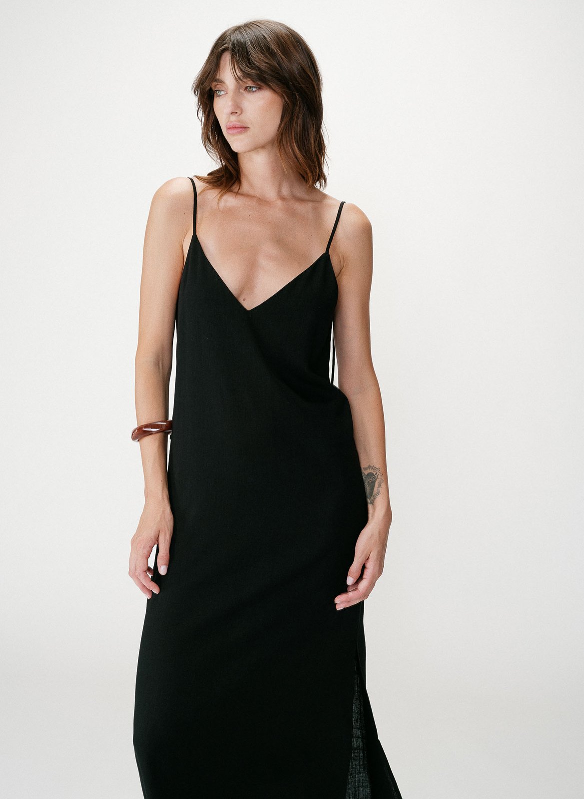 Robe longue col V  GRACE ET MILA Noir