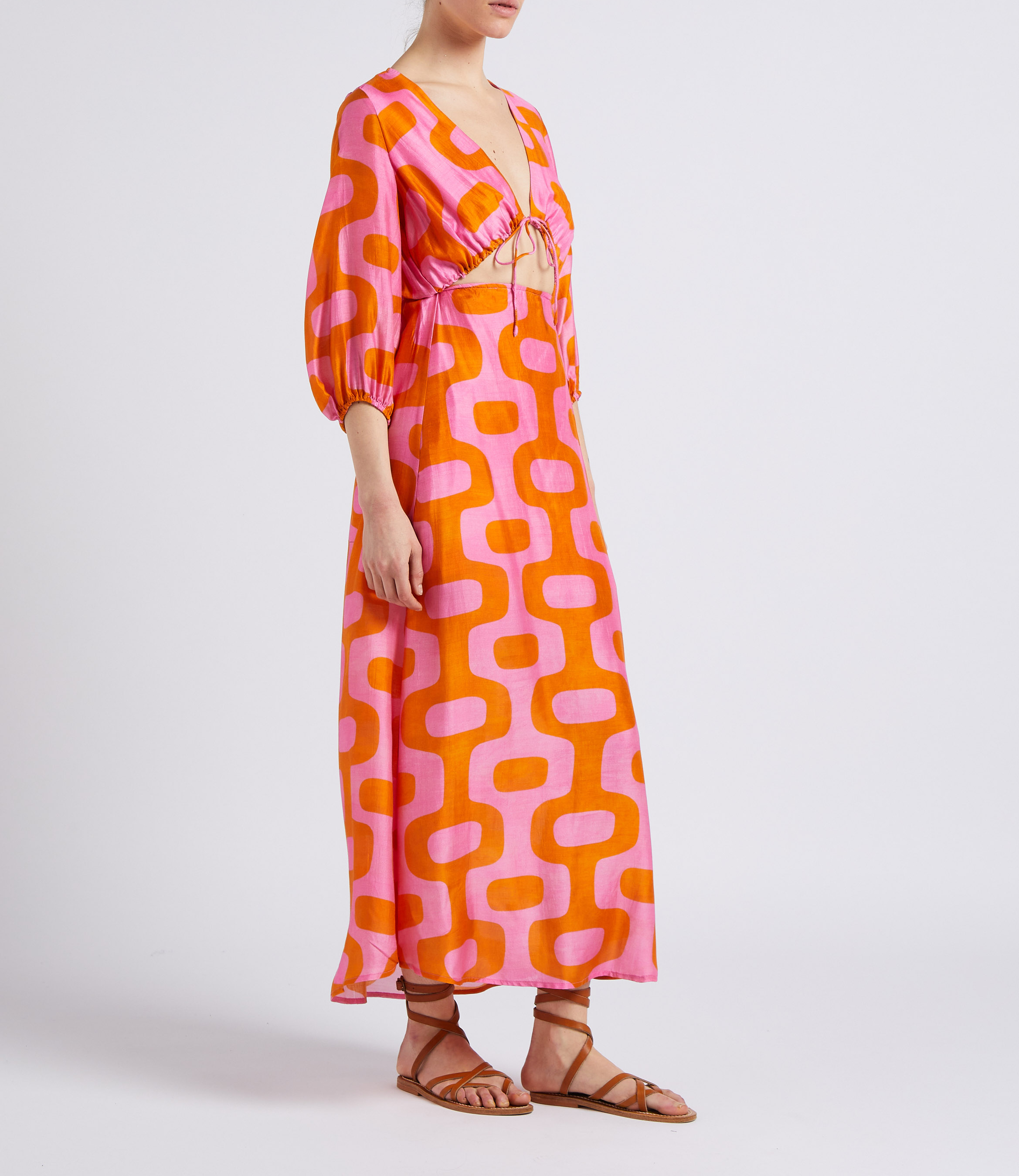 Robe longue ouverte imprimée SUNDRESS Multicolore