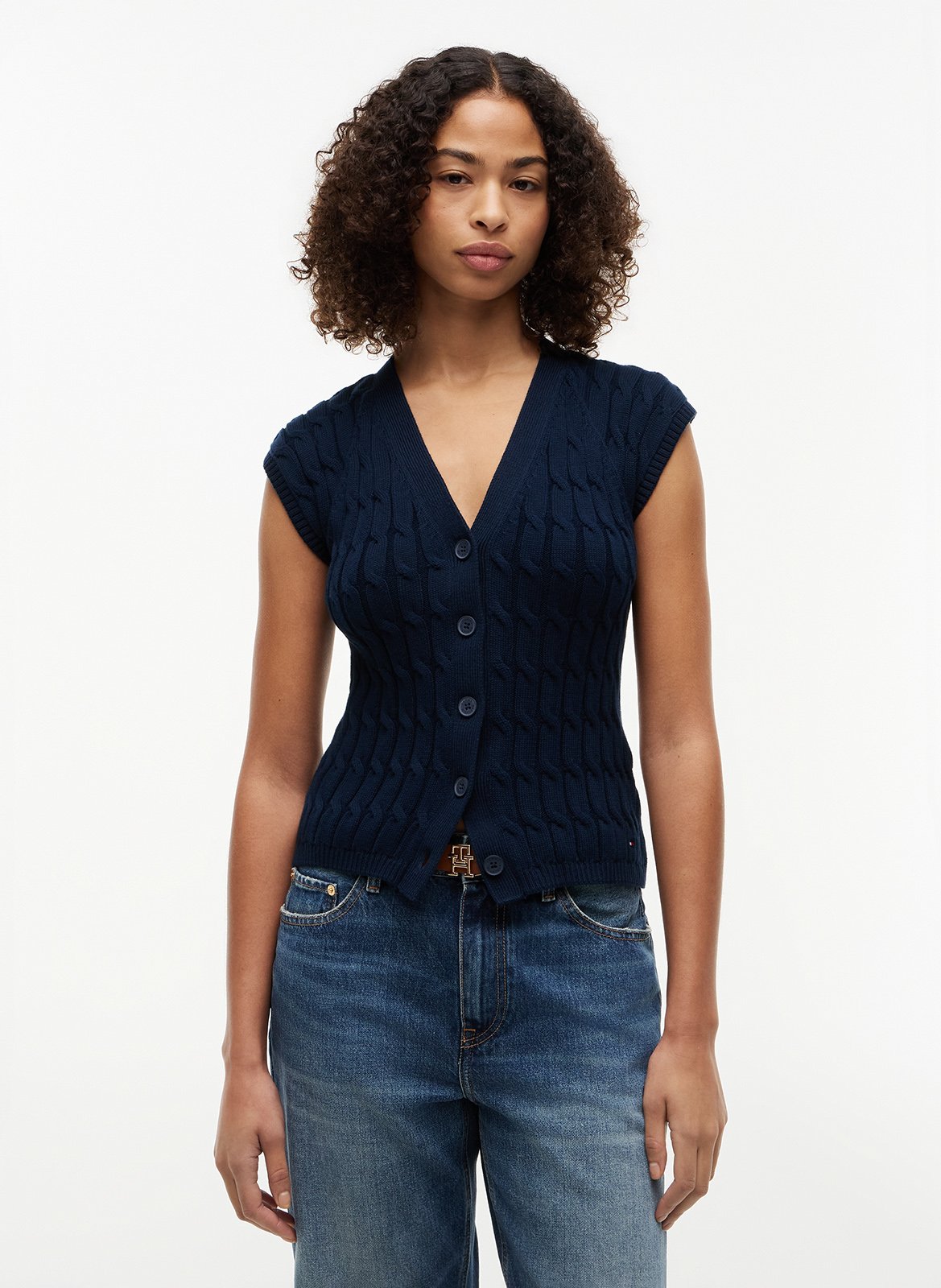 Katoenen top met V-hals TOMMY HILFIGER