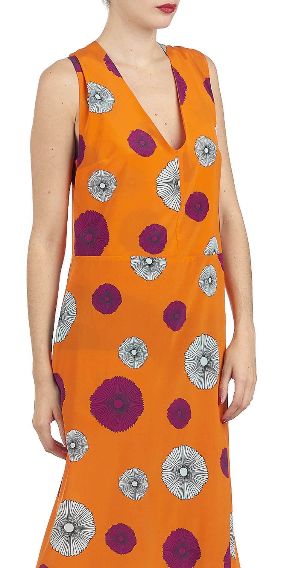 Stretch printed silk dress ATTIC AND BARN Orange