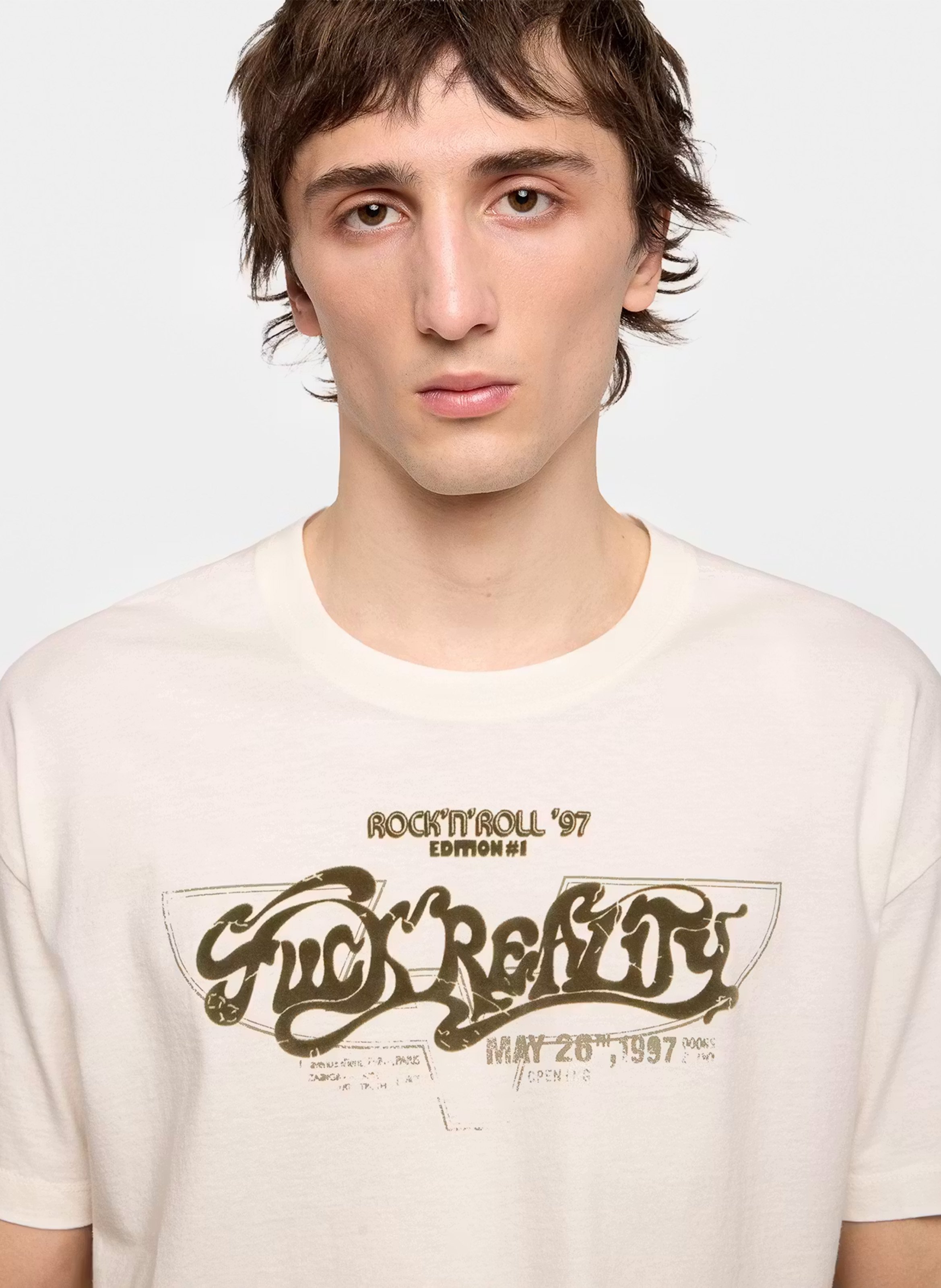 Gerade geschnittenes Rundhals-T-Shirt aus Bio-Baumwolle mit Siebdruck ZADIG&VOLTAIRE Weiss
