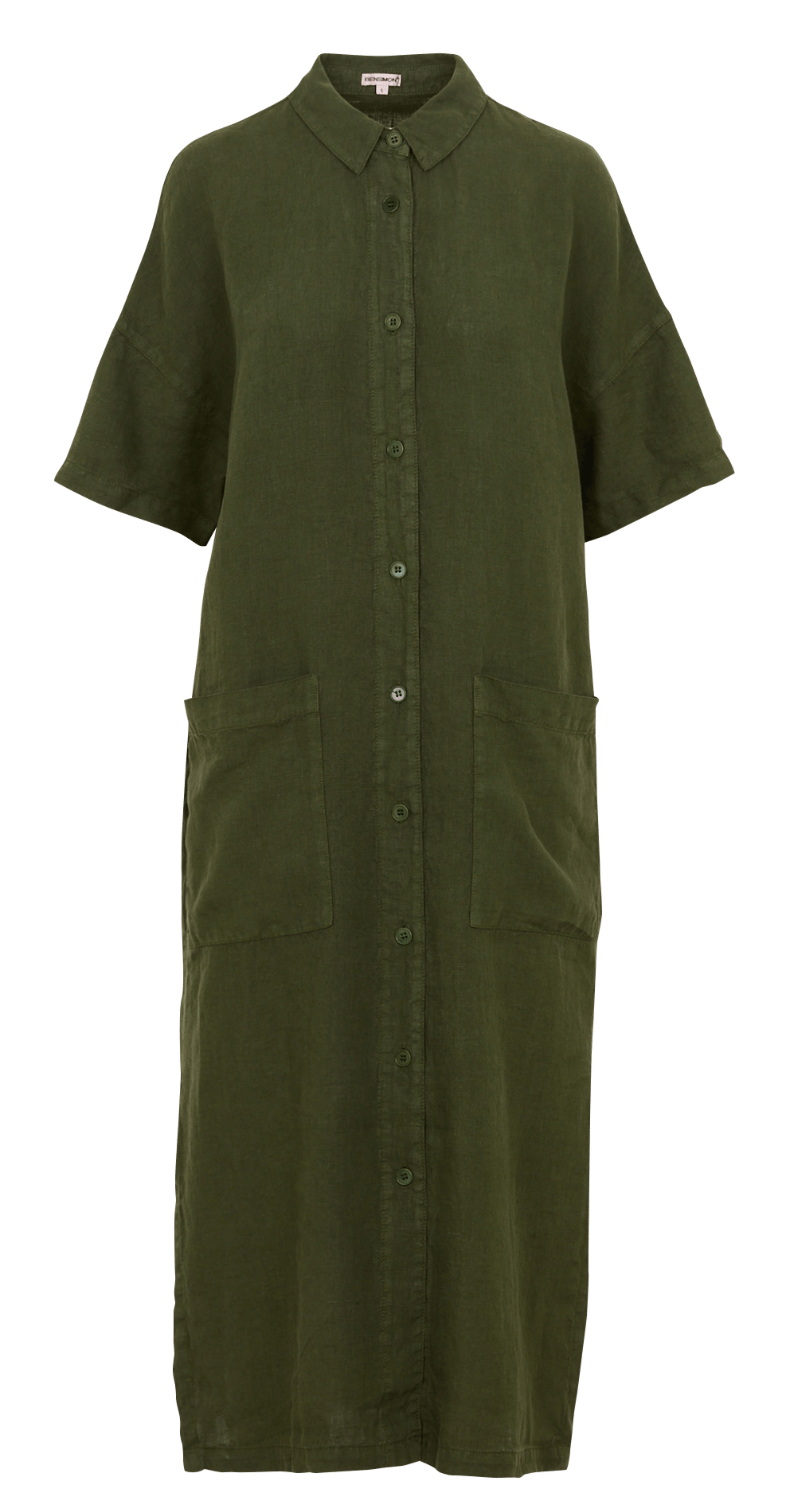 Langes, weites einfarbiges Leinenkleid BENSIMON Khaki